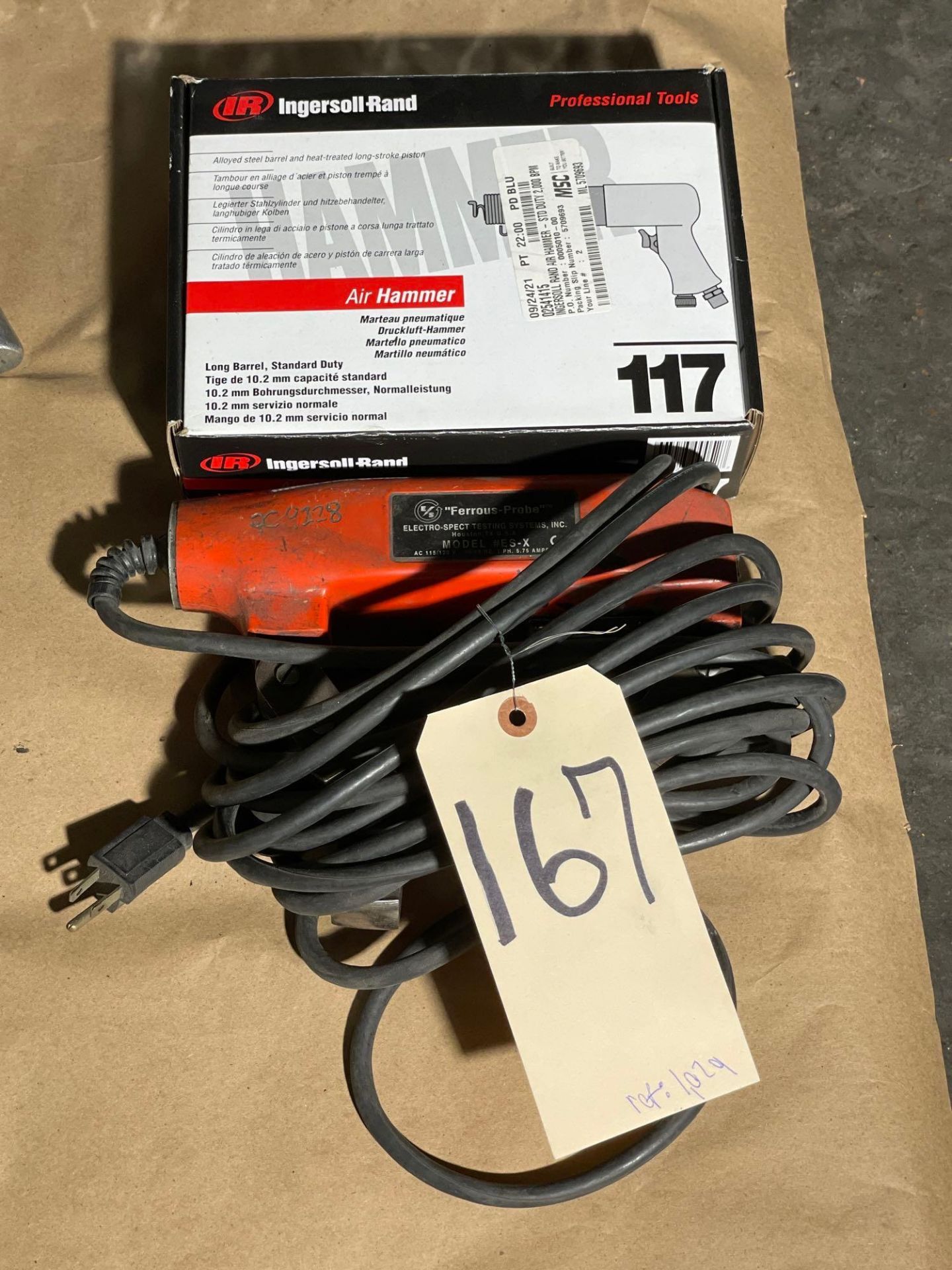 Lot of 2: (1) New Ingersoll-Rand Air Hammer , (10 Electro Spect Testing System Ferrous Probe)