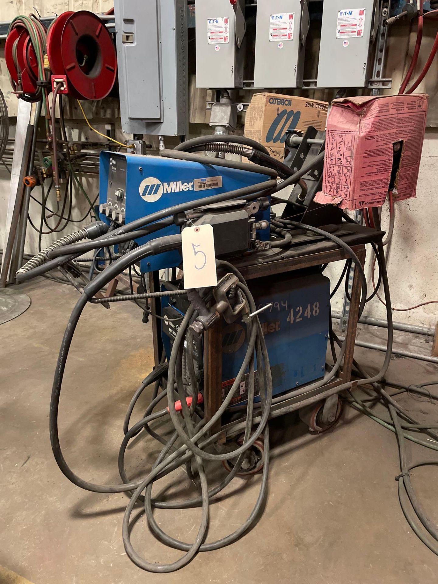 Miller XMT 304 CC/CV on Cart, DC Inverter Arc Welder with Miller 70 Series Wire Feeder - Image 5 of 15