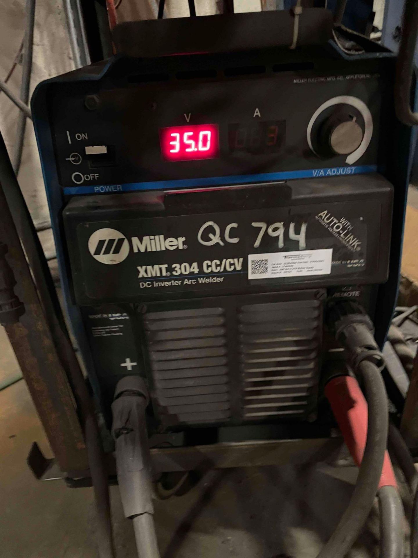 Miller XMT 304 CC/CV on Cart, DC Inverter Arc Welder with Miller 70 Series Wire Feeder - Image 14 of 15