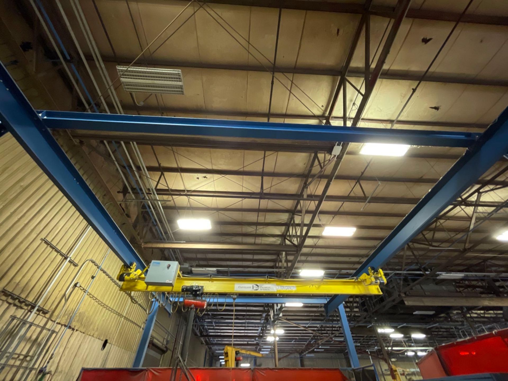 3 Ton Cleveland Tramrail Free Standing Over Head Bridge Crane with a 3 Ton CM Lodestar Hoist - Image 11 of 14