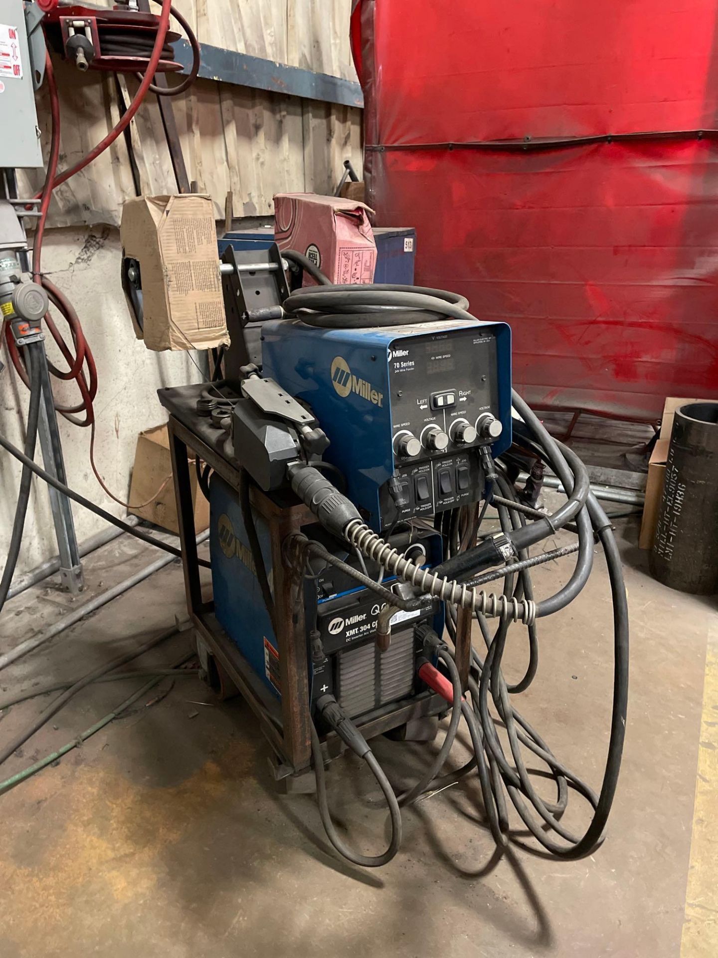 Miller XMT 304 CC/CV on Cart, DC Inverter Arc Welder with Miller 70 Series Wire Feeder - Image 9 of 15