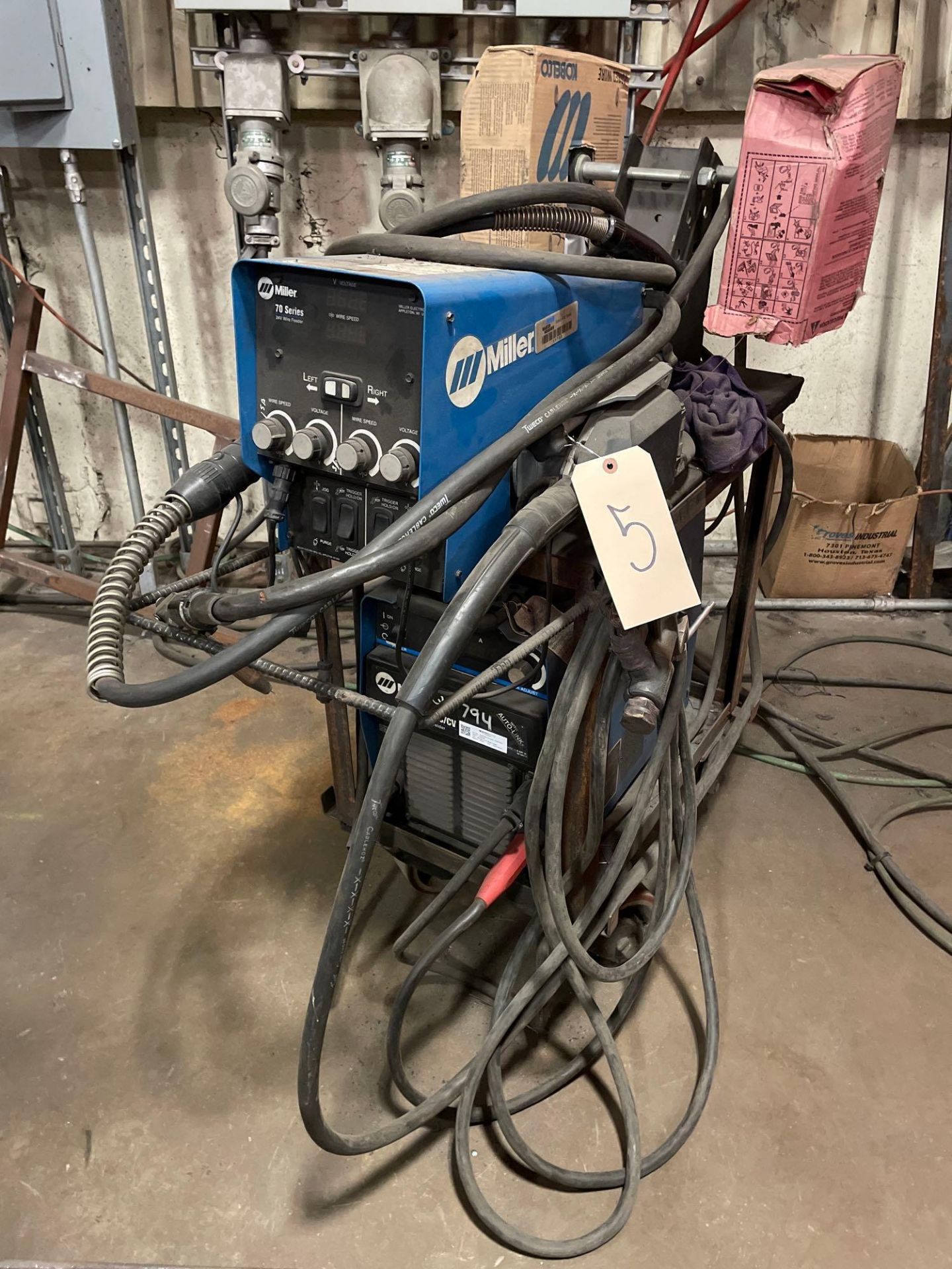 Miller XMT 304 CC/CV on Cart, DC Inverter Arc Welder with Miller 70 Series Wire Feeder