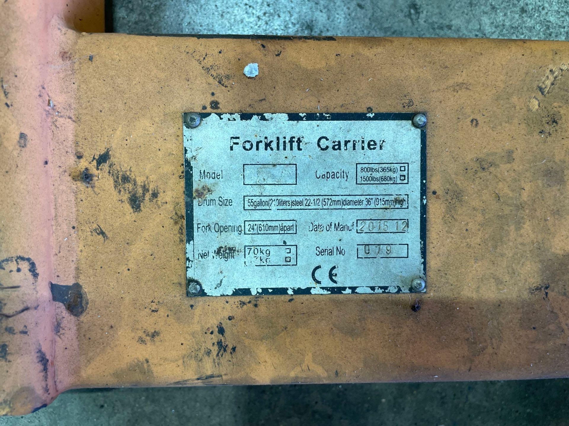 Forklift Barrel Carrier, 1500 lbs. capacity - Image 3 of 4