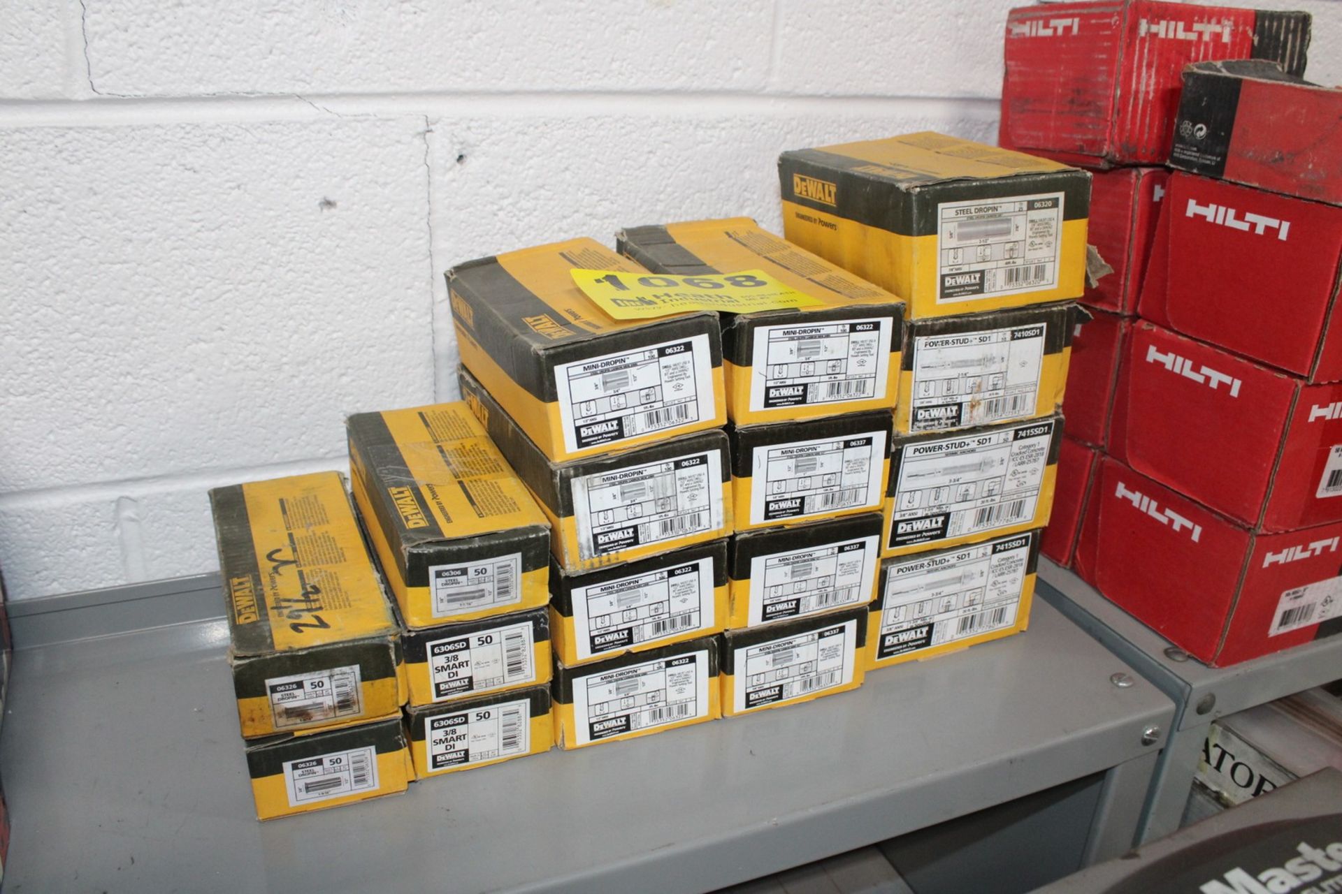 (17) BOXES ASSORTED DEWALT DROPIN & STUDS