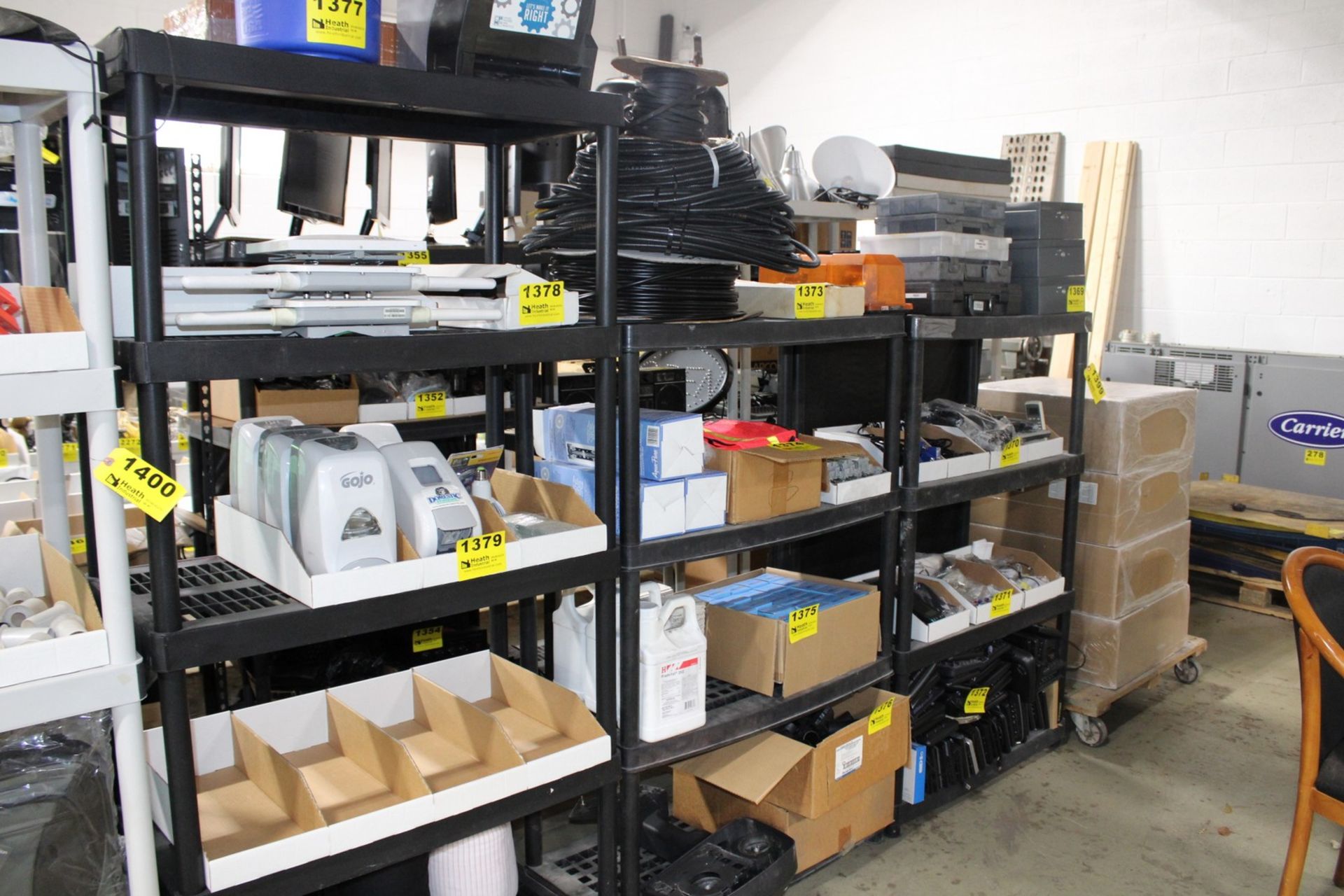 (3) ASSORTED SECTIONS BLACK PLASTIC SHELVING