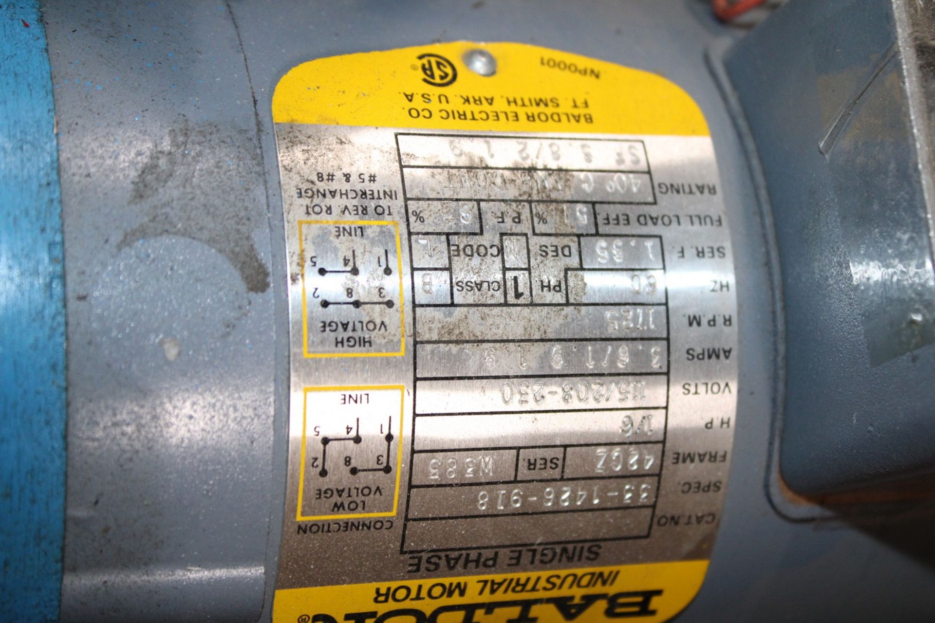 MORSE SERIES 50 GEAR REDUCTER WITH BALDOR 1/6 HP MOTOR - Image 2 of 2