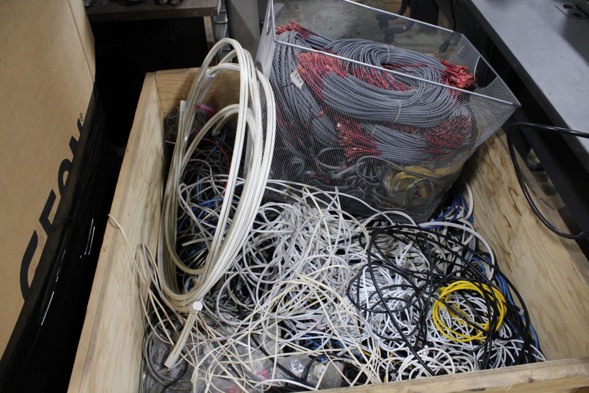 ASSORTED WIRE IN WOOD CRATE