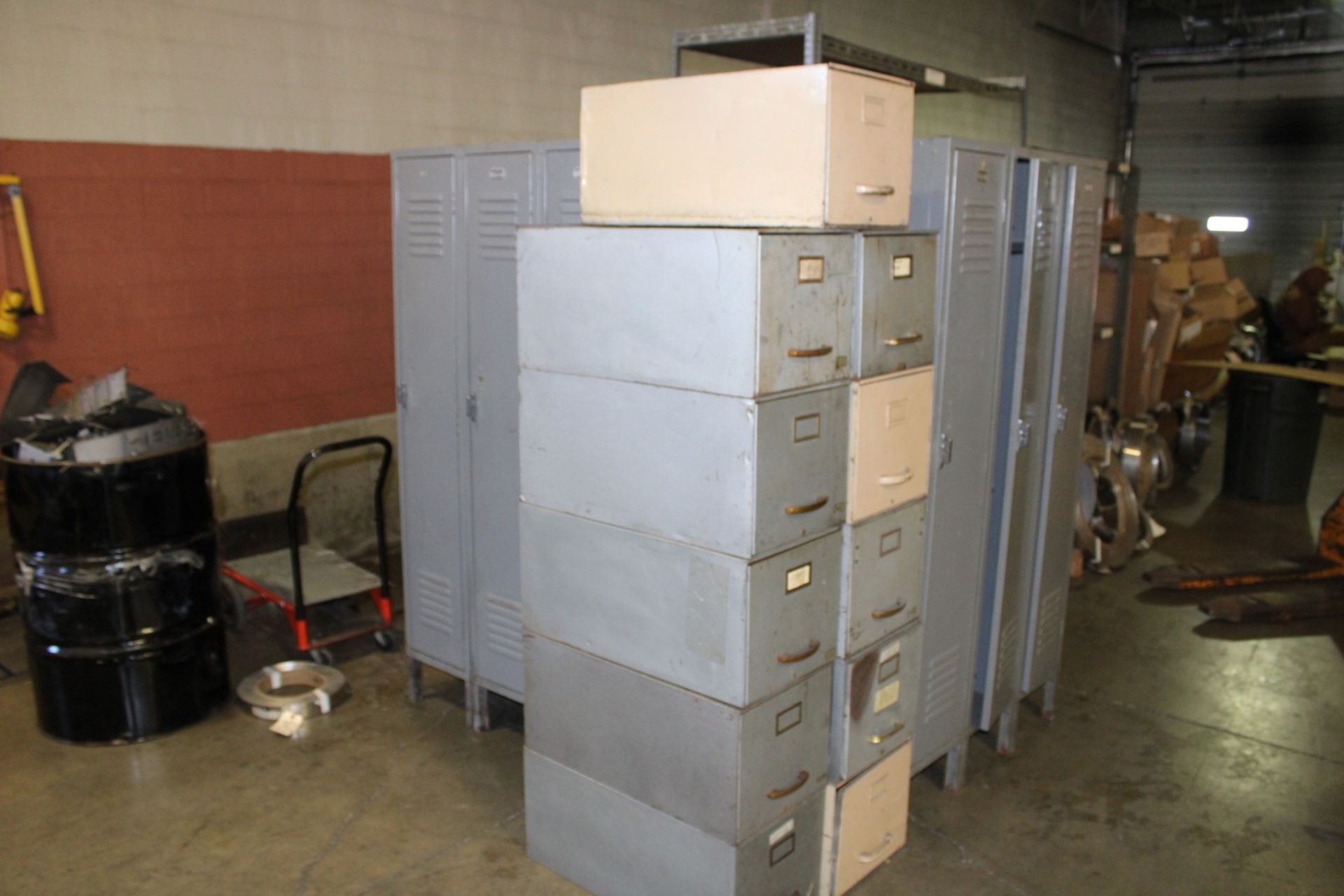 (6) THREE COMPARTMENT STORAGE LOCKERS, (4) FILE CABINETS - Image 2 of 3