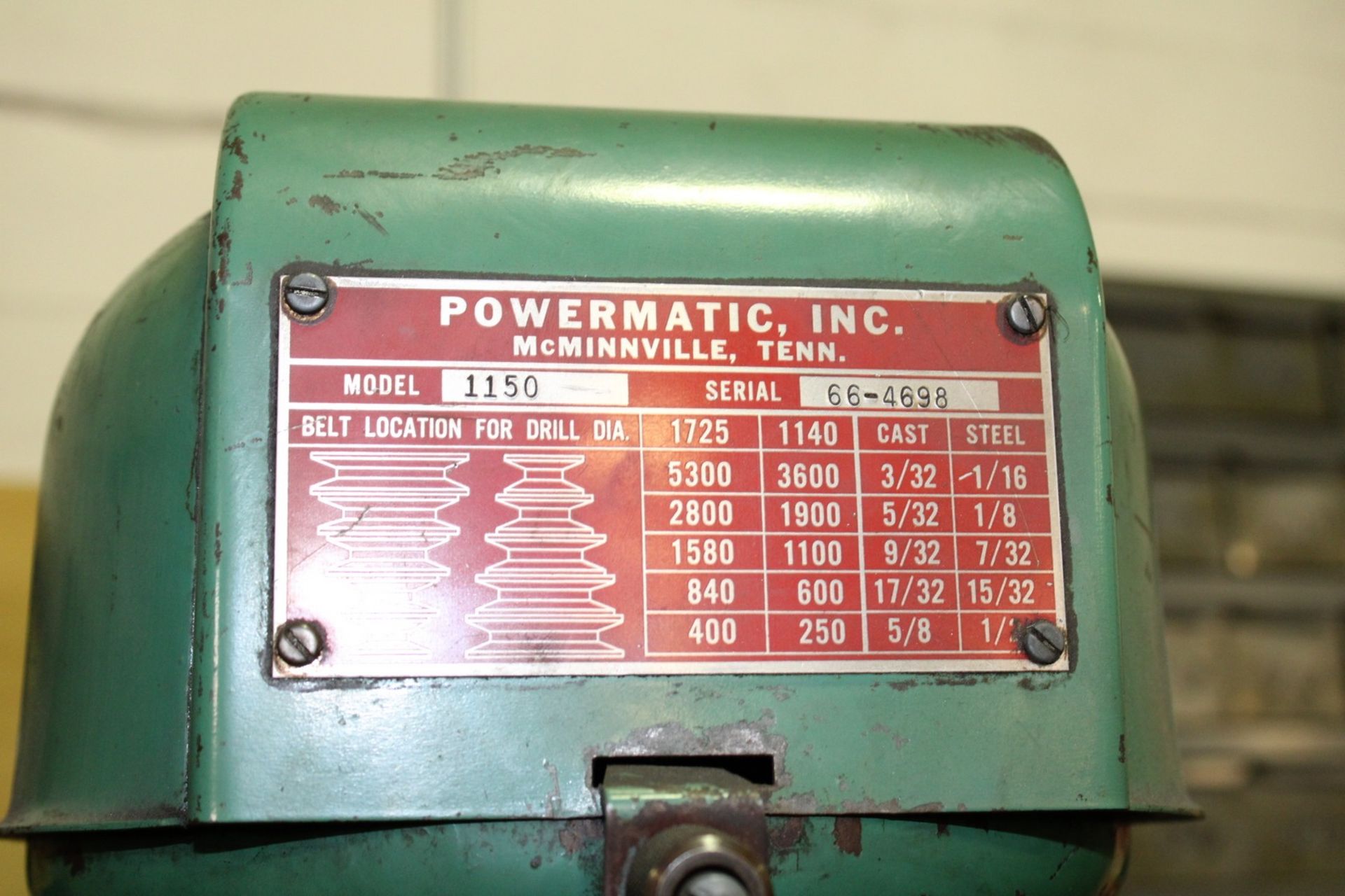 POWERMATIC MODEL 1150 15" FLOOR STANDING DRILL PRESS - Image 2 of 3