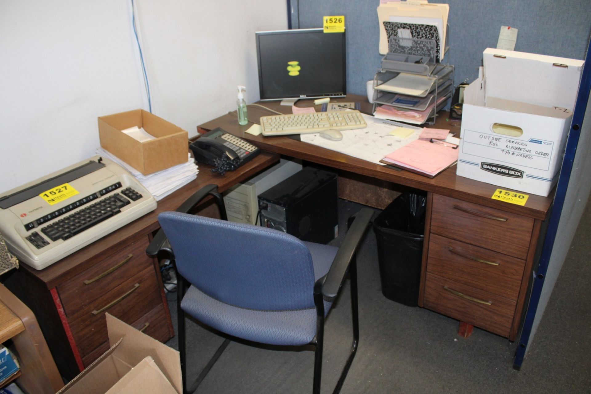 WOOD OFFICE DESK WITH LEFT HAND RETURN