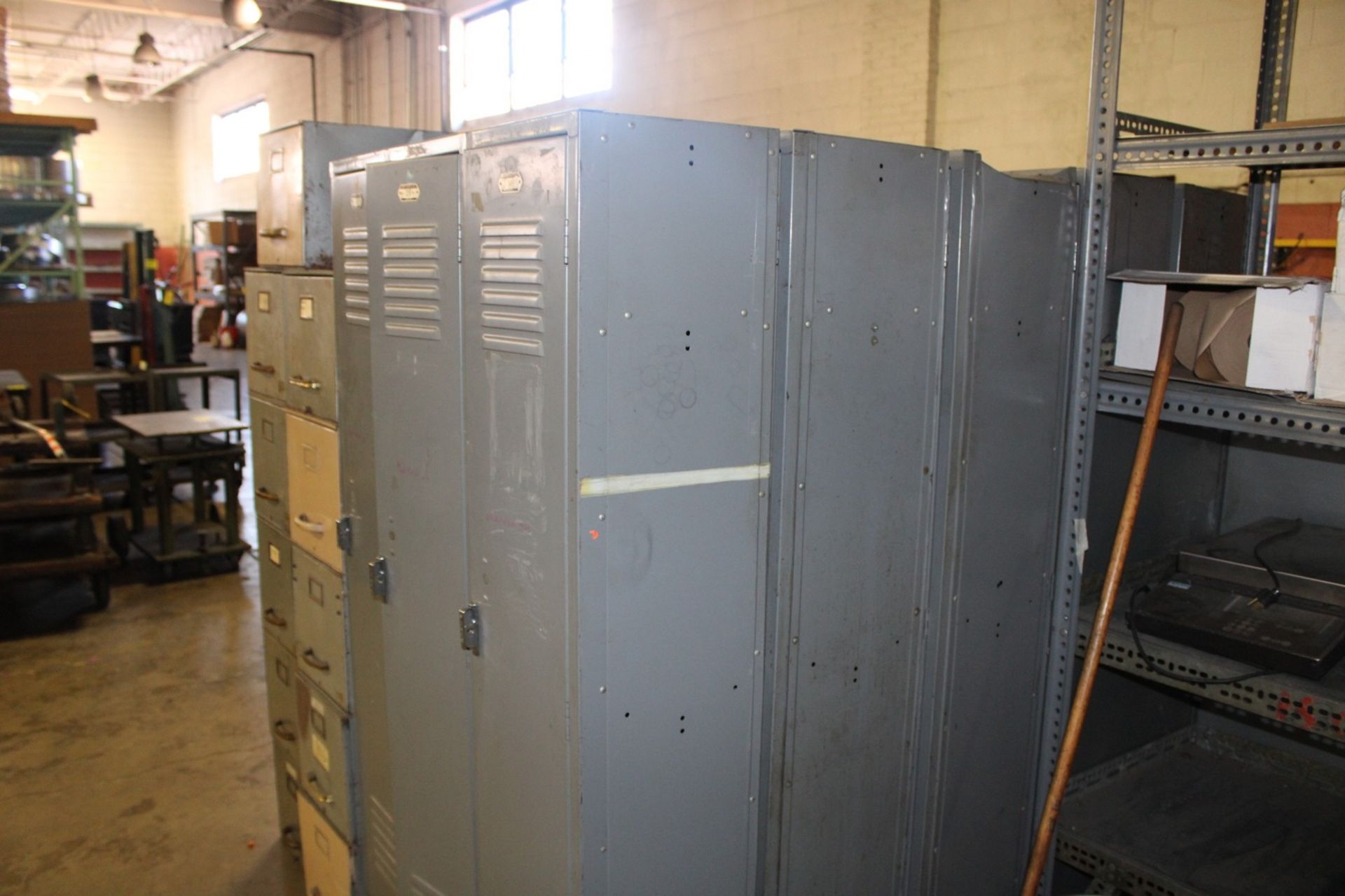 (6) THREE COMPARTMENT STORAGE LOCKERS, (4) FILE CABINETS - Image 3 of 3