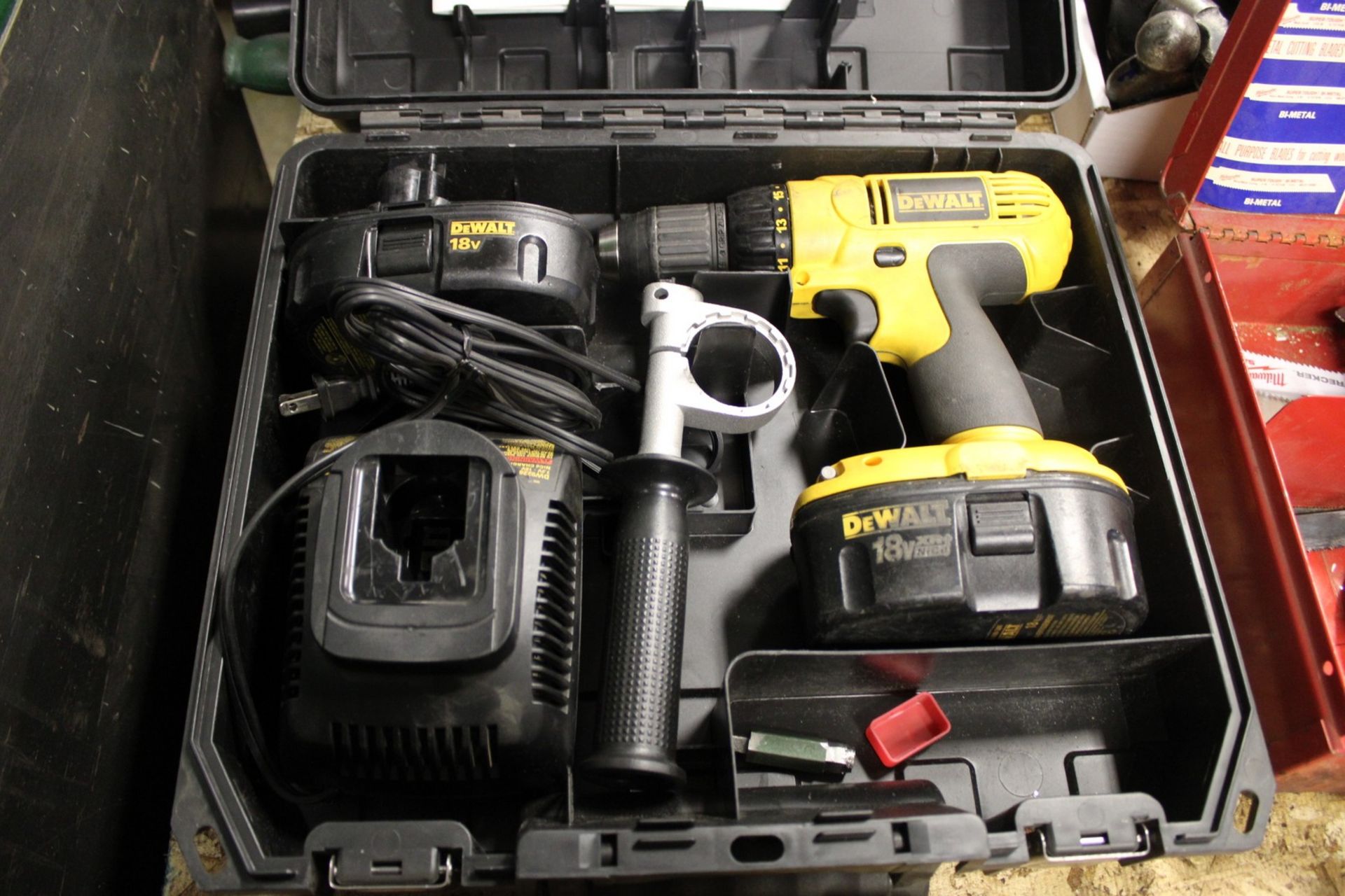 DEWALT MODEL DC970 1/2" CORDLESS DRILL WITH CASE, CHARGER, (2) BATTERIES