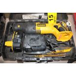 DEWALT MODEL DC385 CORDLESS RECIPROCATING SAW WITH BATTERY, CHARGER AND CASE