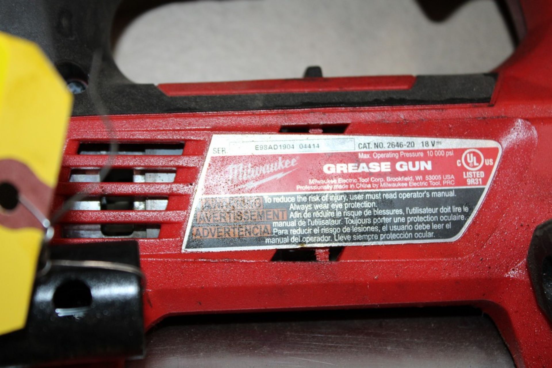MILWAUKEE CAT. NO. 2626-20 CORDLESS GREASE GUN, NO BATTERY OR CHARGER - Image 2 of 2
