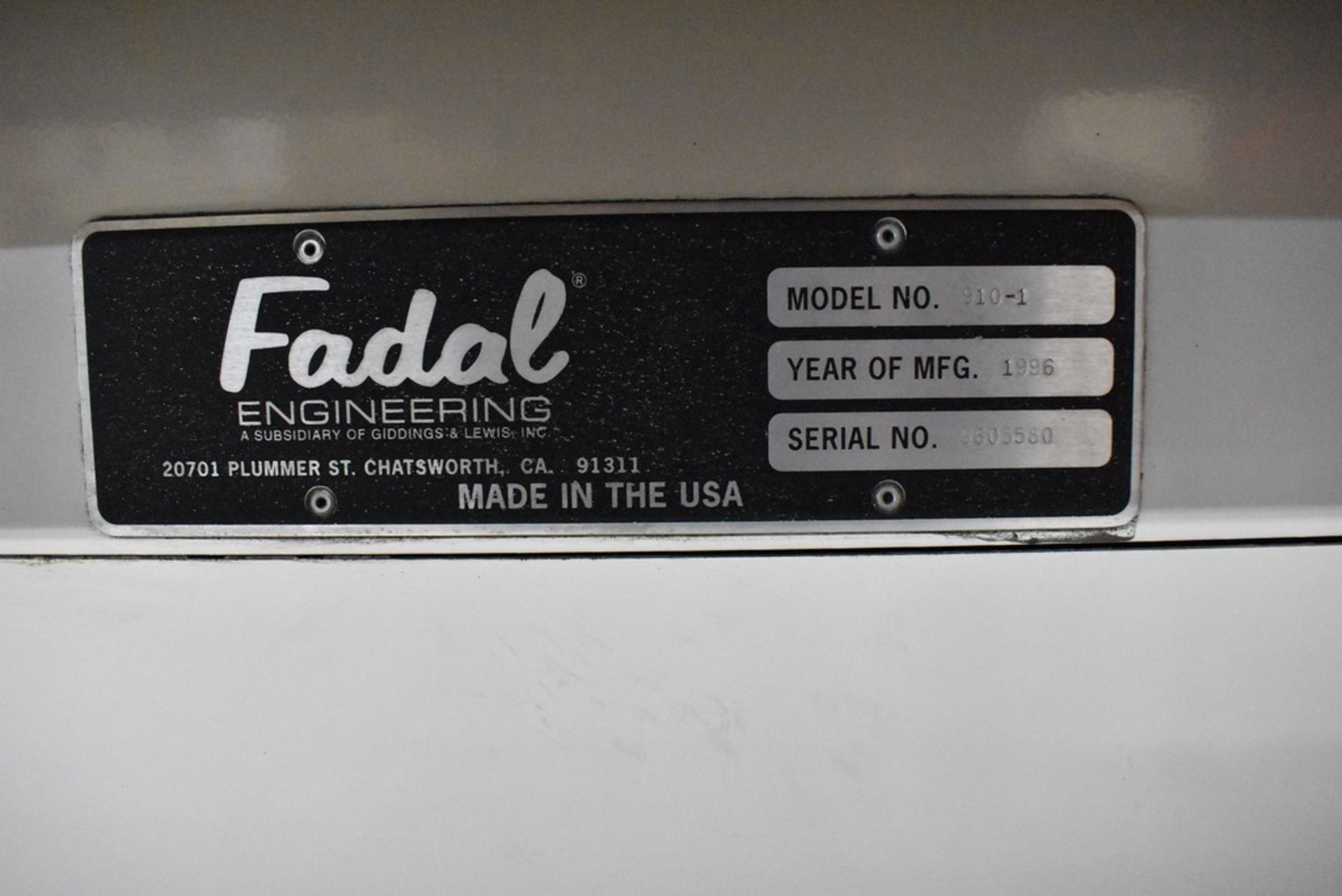 FADAL 3-AXIS MODEL VMC4020 (906-1) CNC VERTICAL MACHINING CENTER, S/N 9605580, 40" X-AXIS TRAVEL, - Image 22 of 22