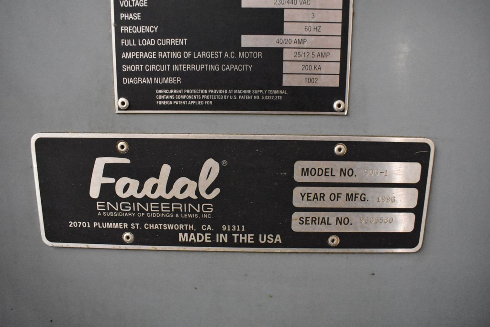 FADAL 3-AXIS MODEL VMC4020 (906-1) CNC VERTICAL MACHINING CENTER, S/N 9605580, 40" X-AXIS TRAVEL, - Image 9 of 22