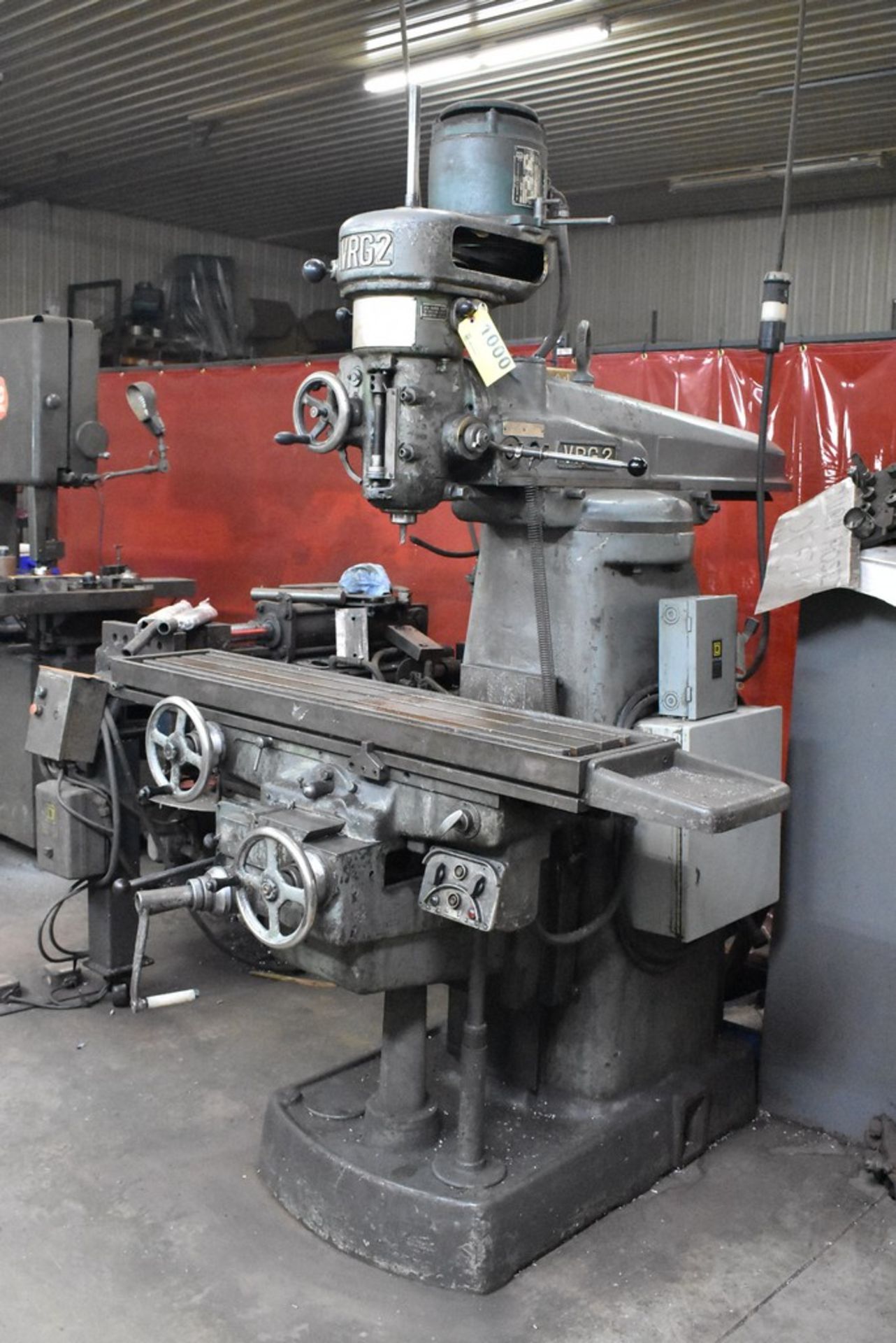 RAM 3/1.5 HP MODEL VRG2 RAM TYPE VERTICAL MILL, S/N N/A, 10" X 48" POWER FEED TABLE - Image 2 of 3