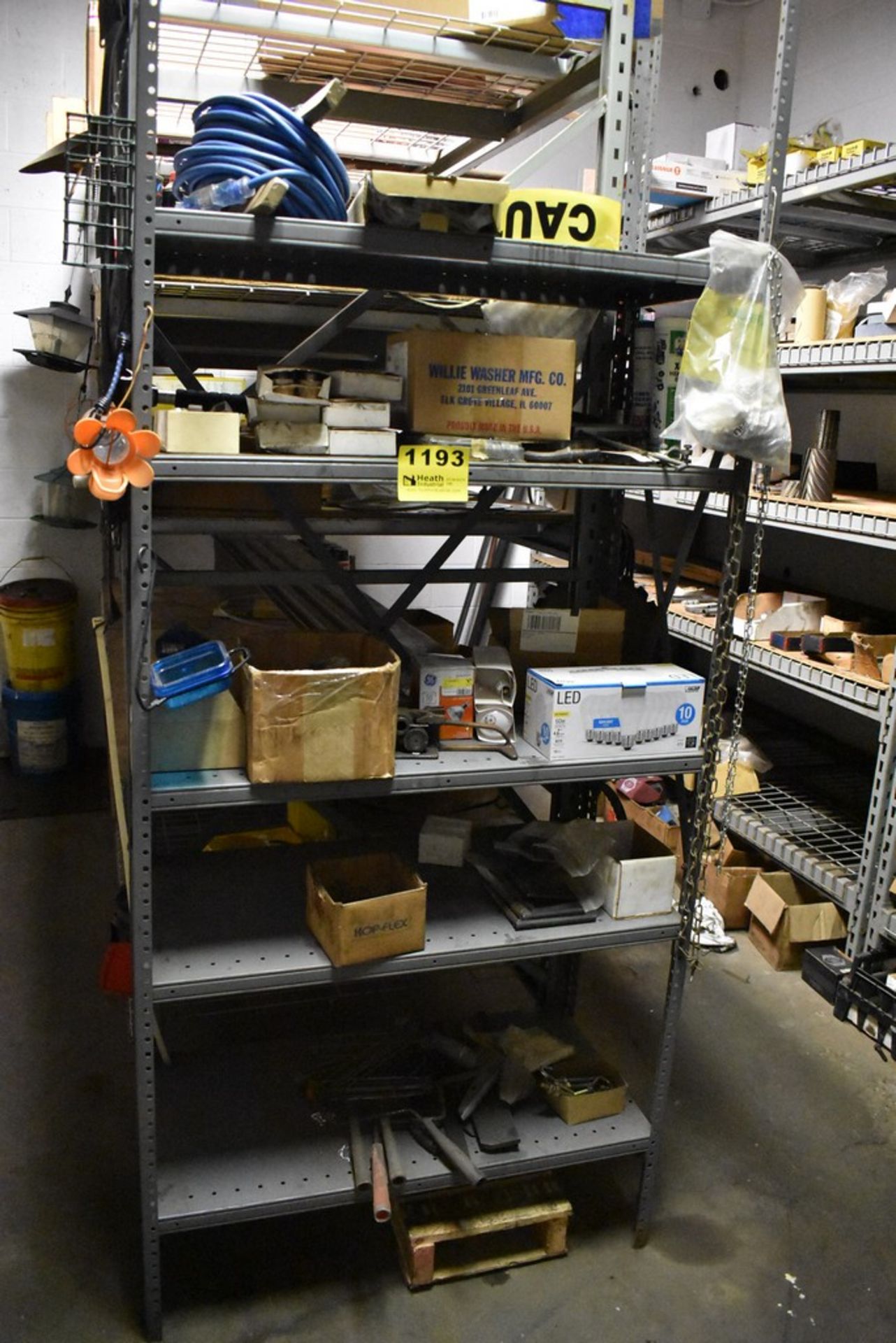 ADJUSTABLE SHELVING UNIT WITH CONTENTS, 36" X 14" X 84"