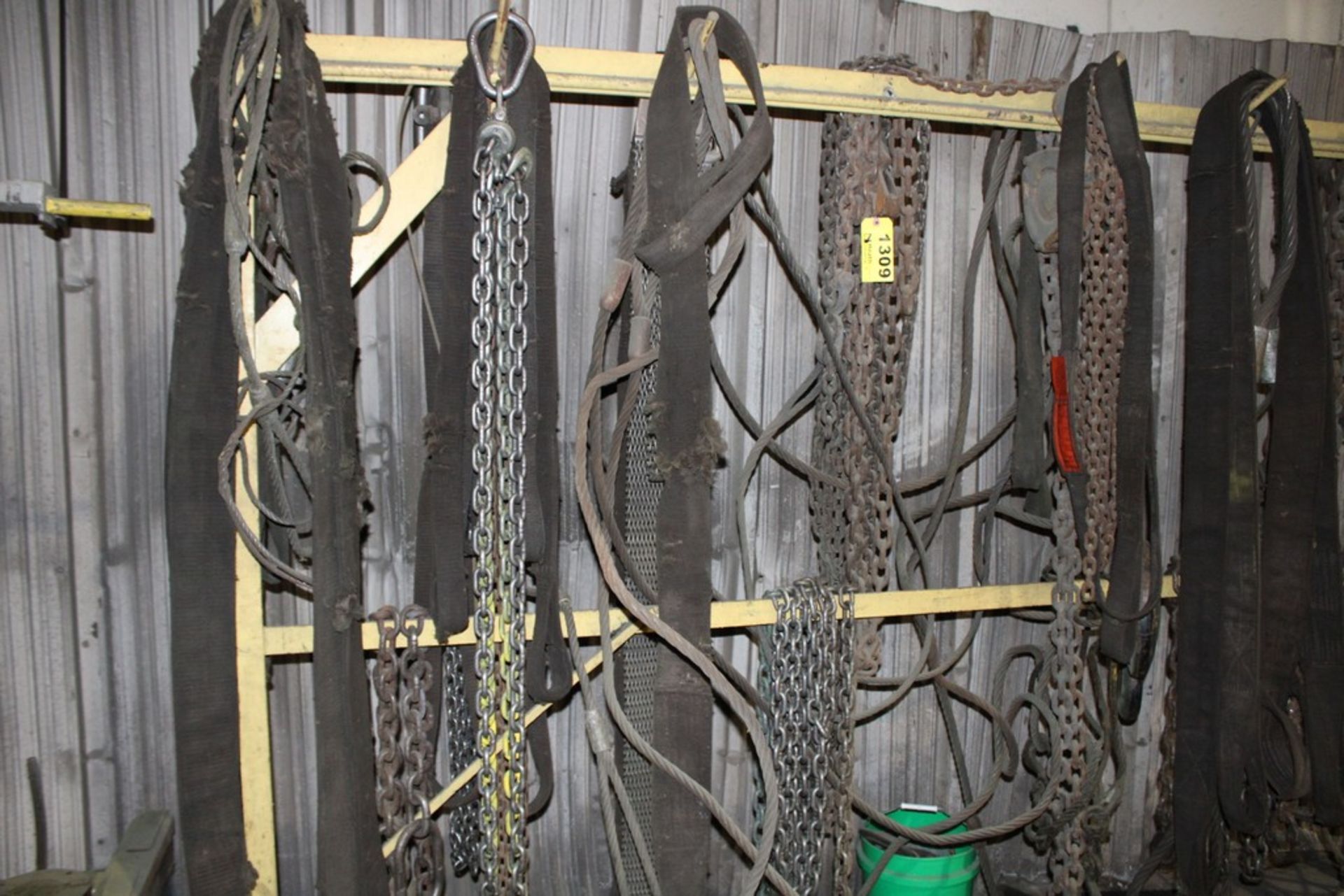 CHAINS & SLINGS WITH 10' STEEL RACK - Image 2 of 3