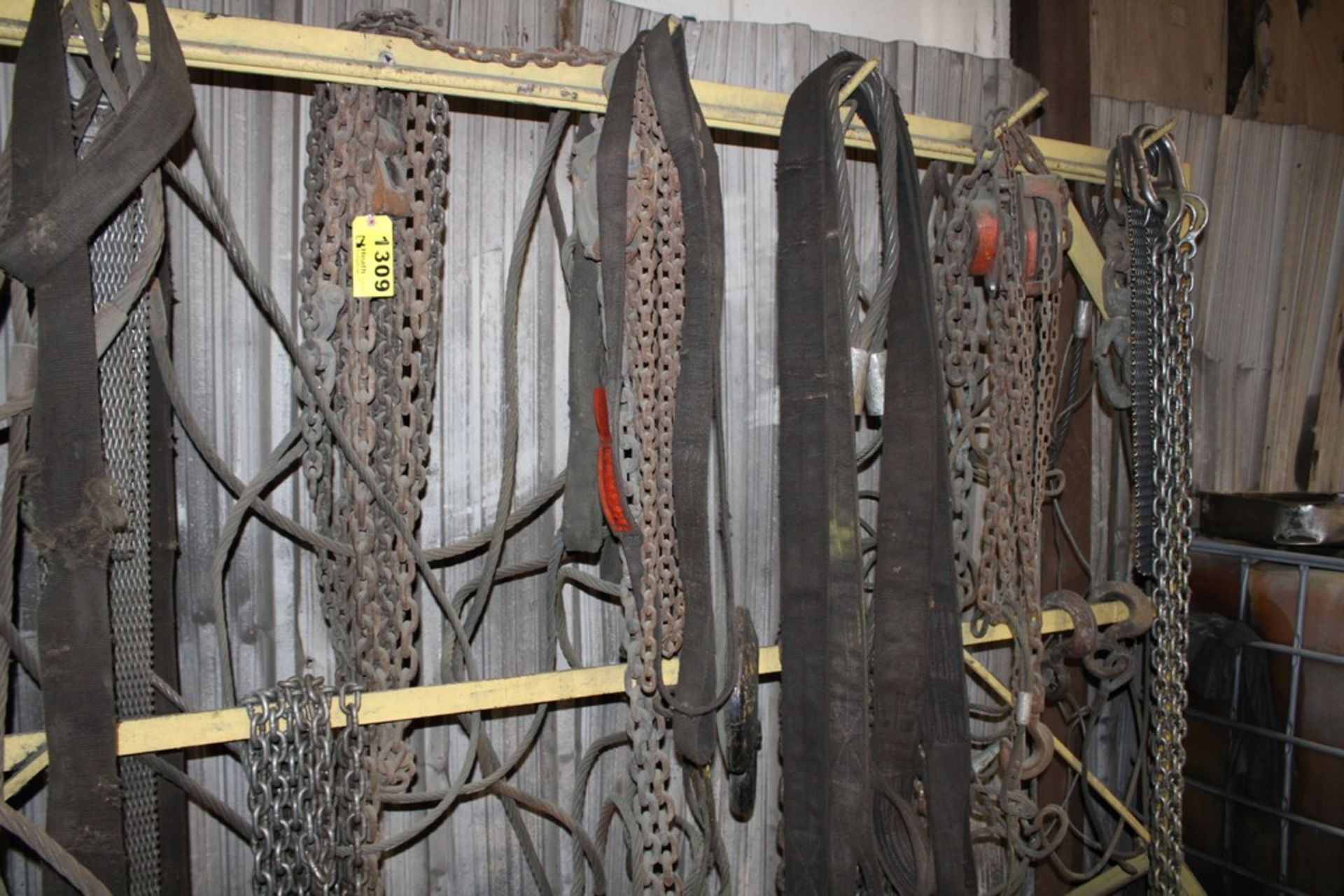 CHAINS & SLINGS WITH 10' STEEL RACK - Image 3 of 3