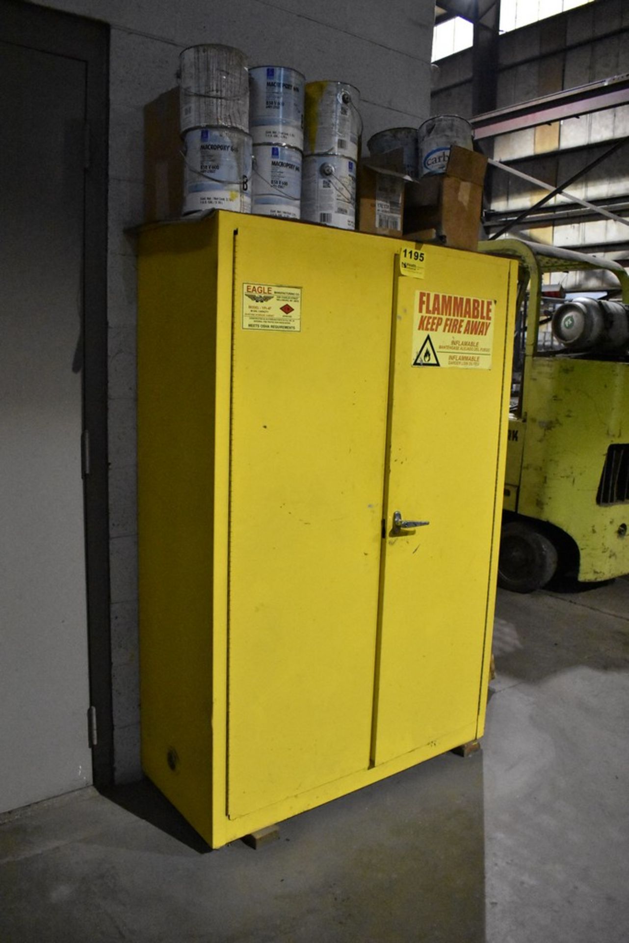 EAGLE MODEL YPI-47 60 GALLON CAPACITY TWO DOOR FLAMMABLE LIQUID STORAGE CABINET, 43" X 18" X 64" - Image 3 of 3