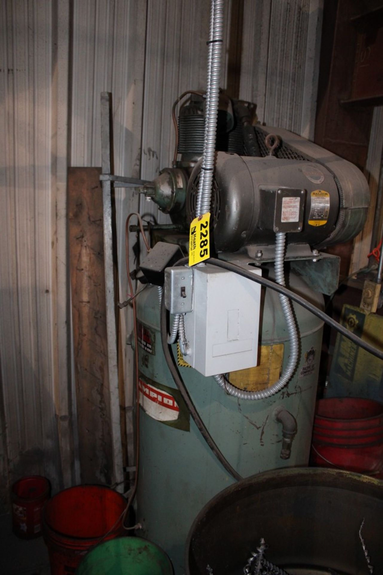 CHAMPION 5 HP MODEL VR-5-8 VERTICAL TANK MOUNTED AIR COMPRESSOR, S/N 254660 - Image 3 of 5