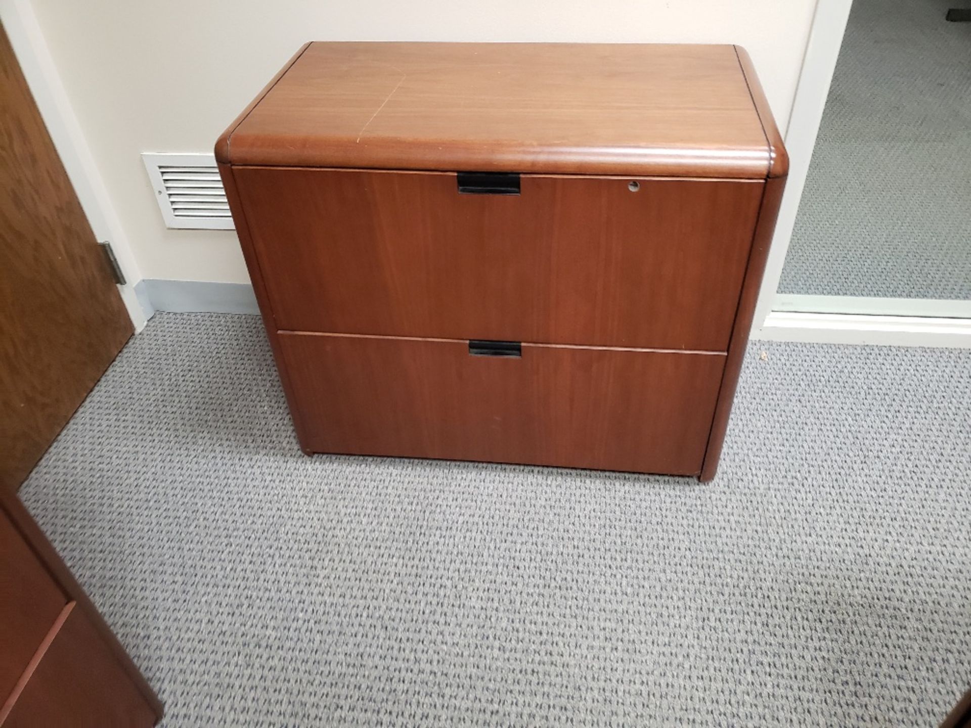 EXECUTIVE DESK, CREDENZA, TWO DOOR LATERAL FILE CABINET - Image 4 of 4