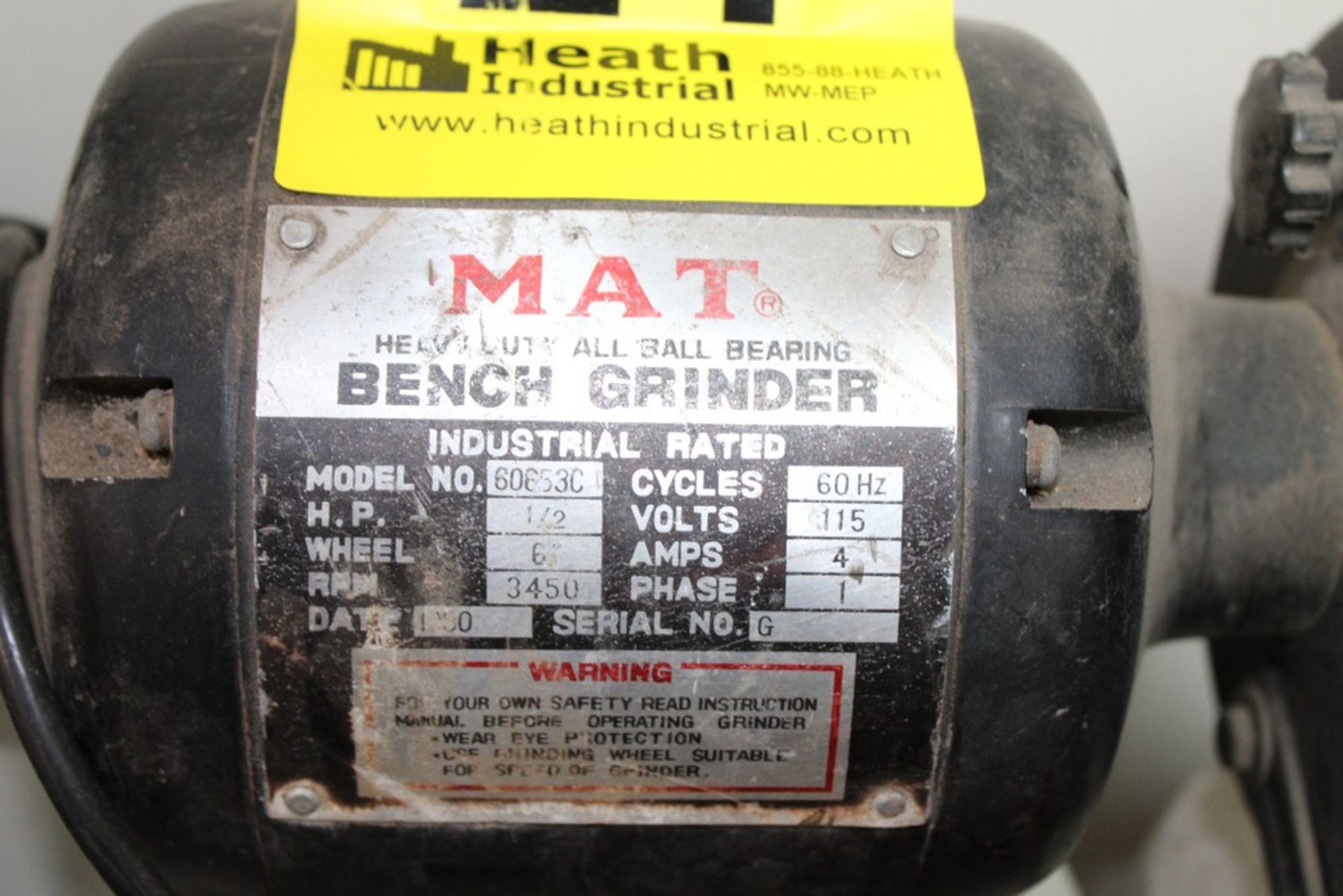 MAT 6" DOUBLE END BENCH GRINDER - Image 2 of 2