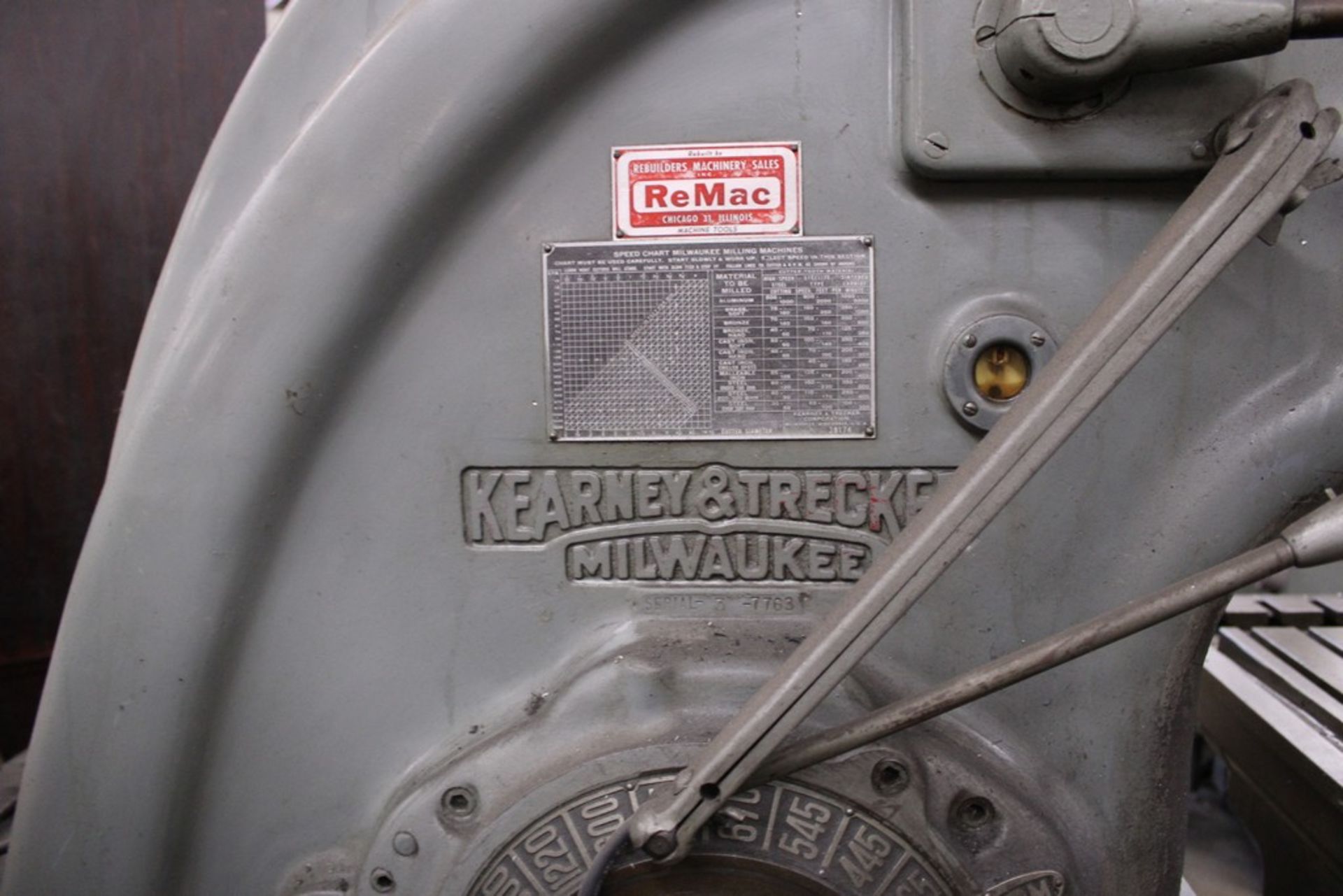 KEARNEY & TRECKER MODEL 10HP-2CK VERTICAL MILL, S/N 3-7763, 1500 RPM SPINDLE, 13-1/2’X58” TABLE - Image 5 of 8