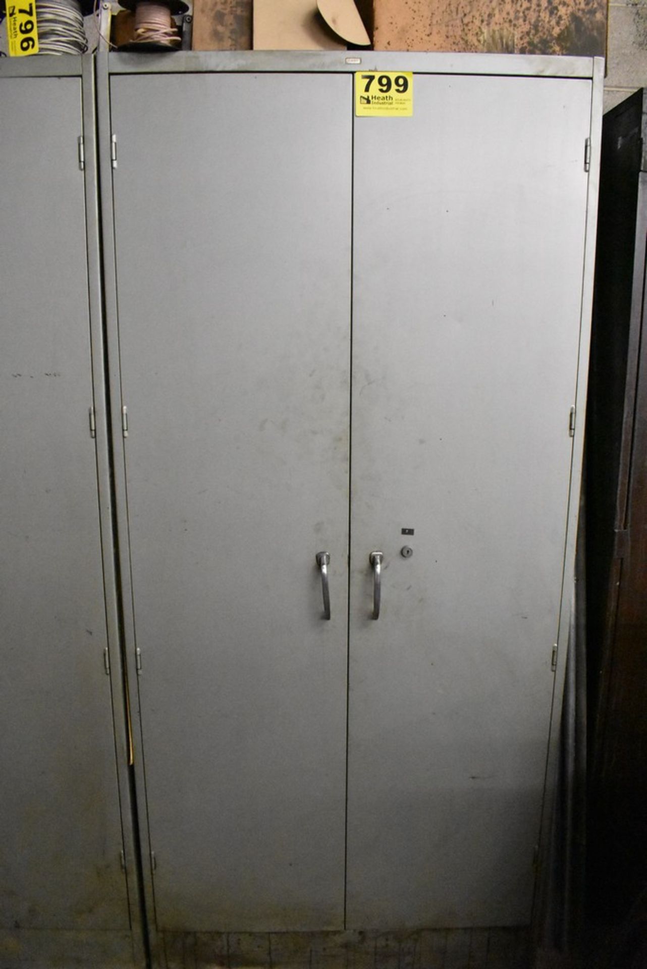 TWO DOOR STEEL STORAGE CABINET WITH CONTENTS, 36" X 24" X 78"