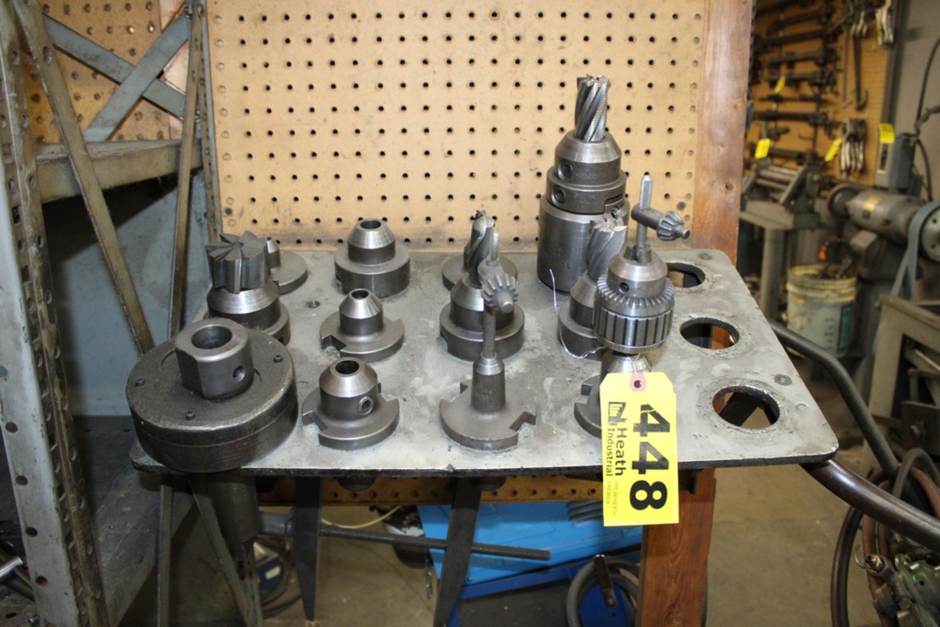 ASSORTED WELDON QH TAPER TOOL HOLDERS WITH RACK