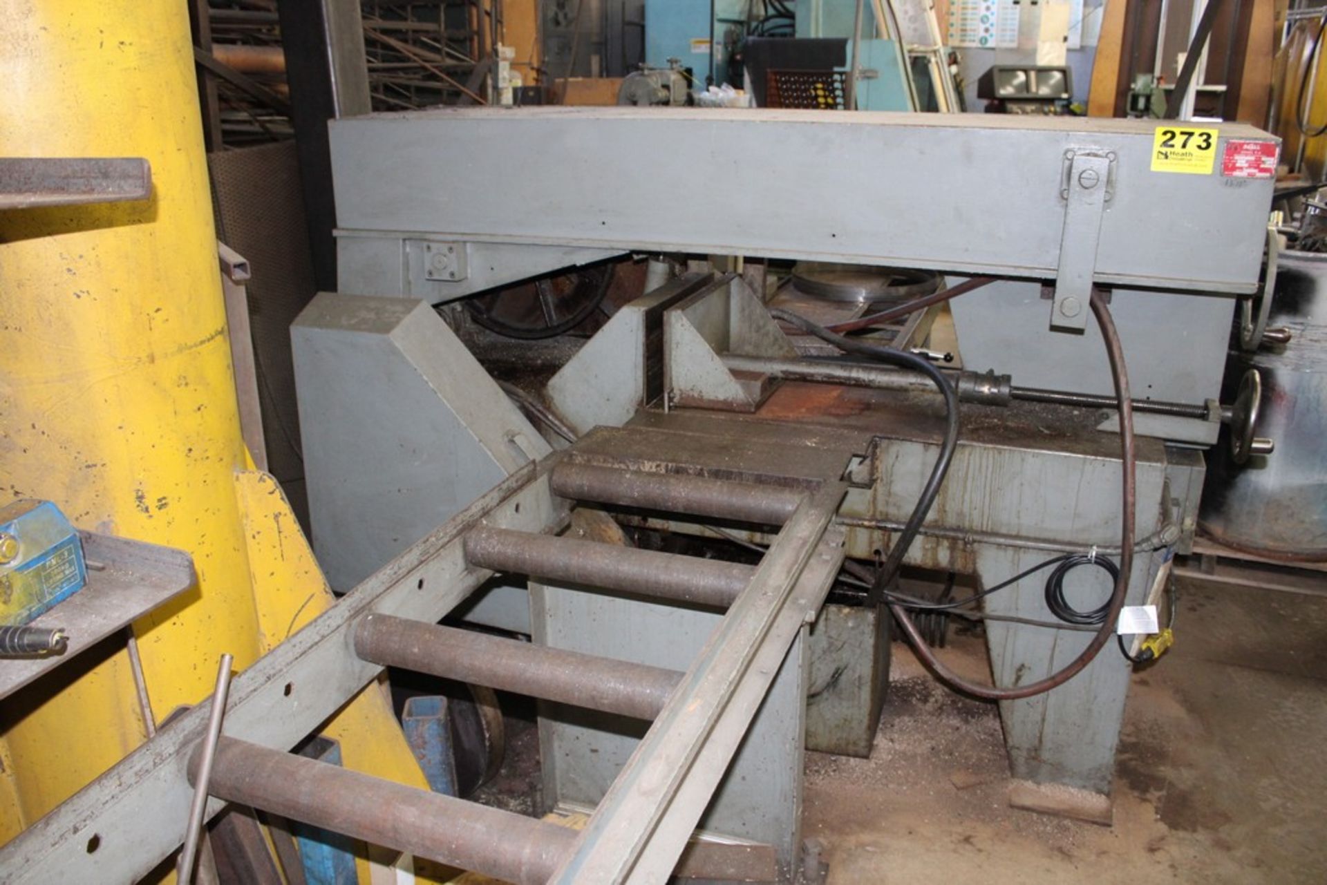 DOALL MODEL C-6 HORIZONTAL BAND SAW, S/N 207-62253, HYDRAULIC TABLE STOP, ROLLER CONVEYOR