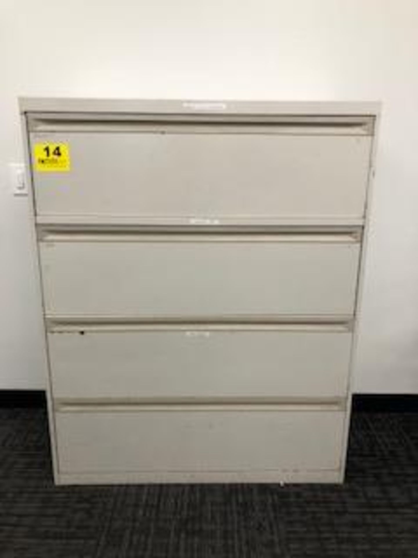 ALLSTEEL 42" X 18" TAN 4 DRAWER LATERAL FILE CABIONET