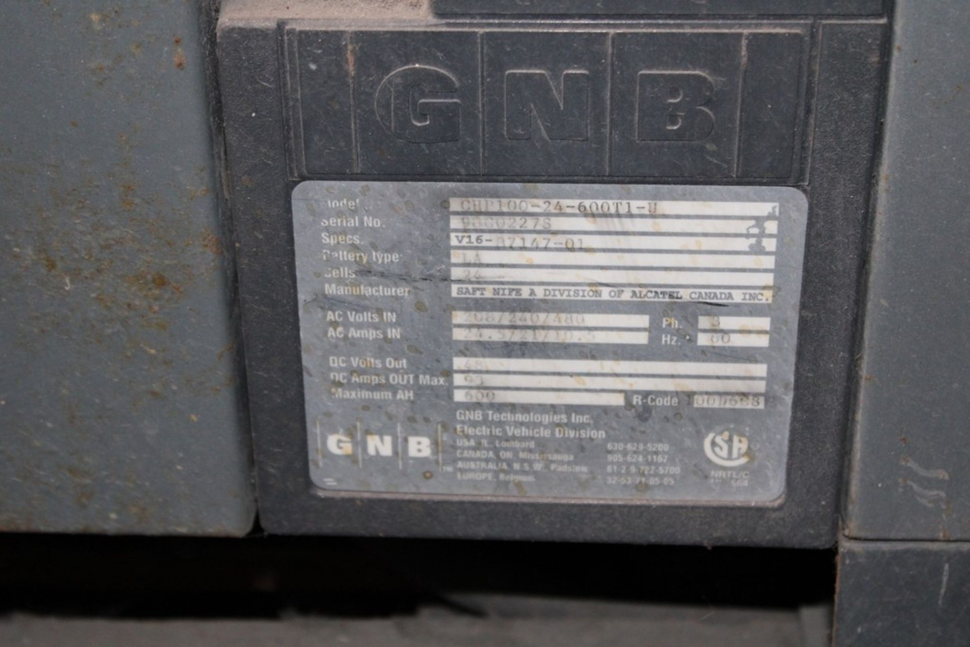 GNB MODEL CHP100-24-600T1-V 24 VOLT BATTERY CHARGER - Image 2 of 2