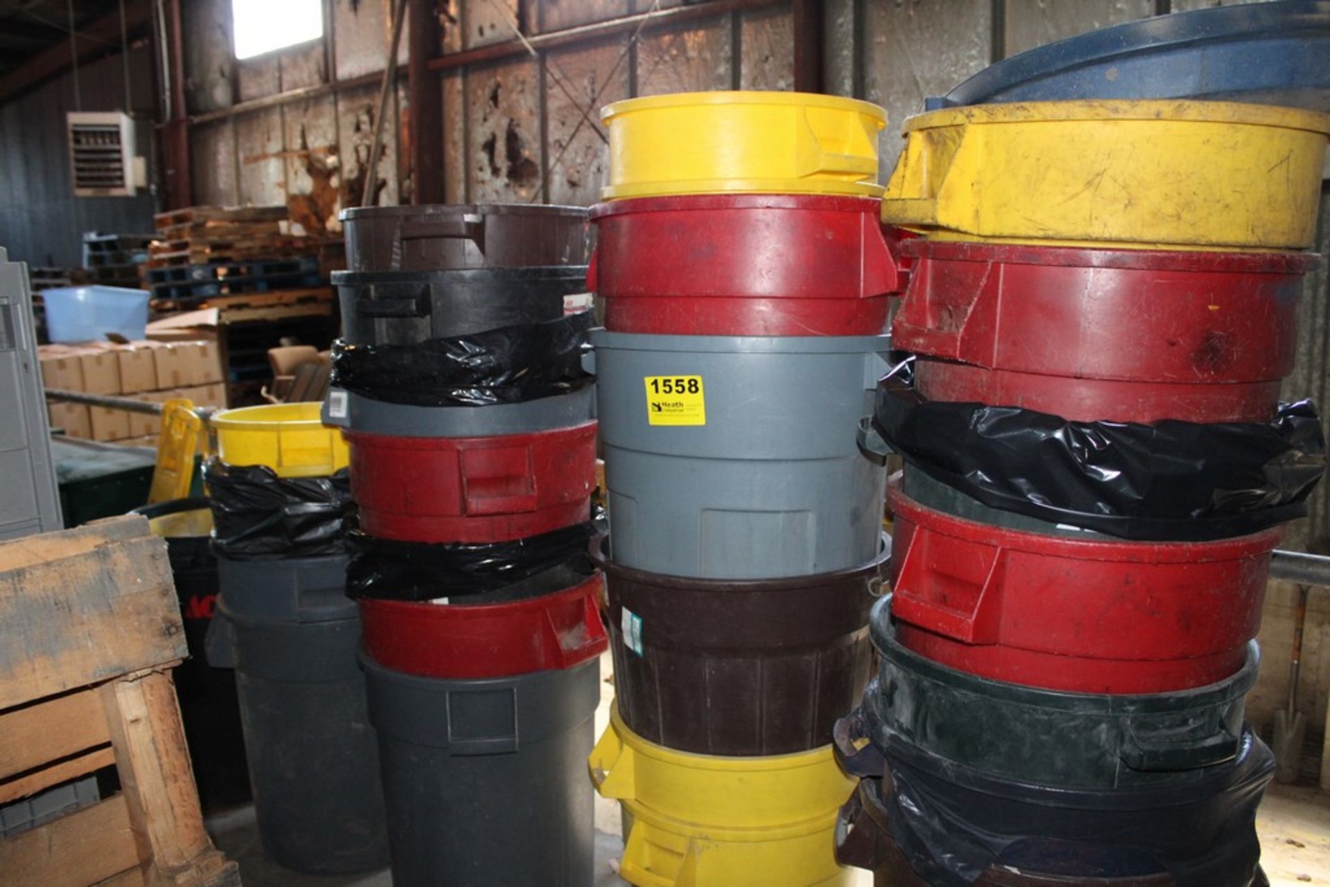 LARGE QTY OF TRASH CANS & CAUTION SIGNS