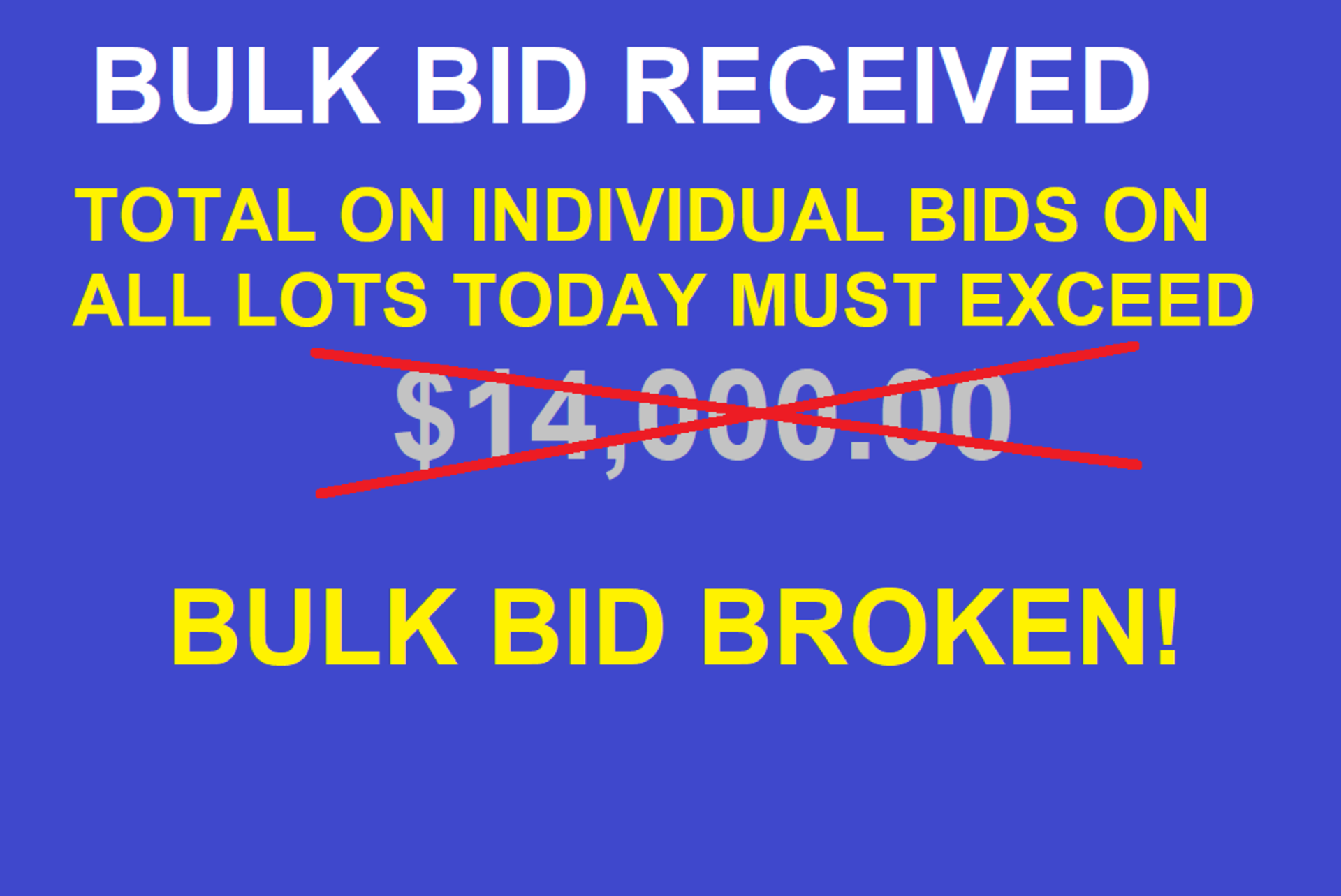 Bulk Bid BROKEN!!!!!- DO NOT BID ON THIS LOT - Informational Only!