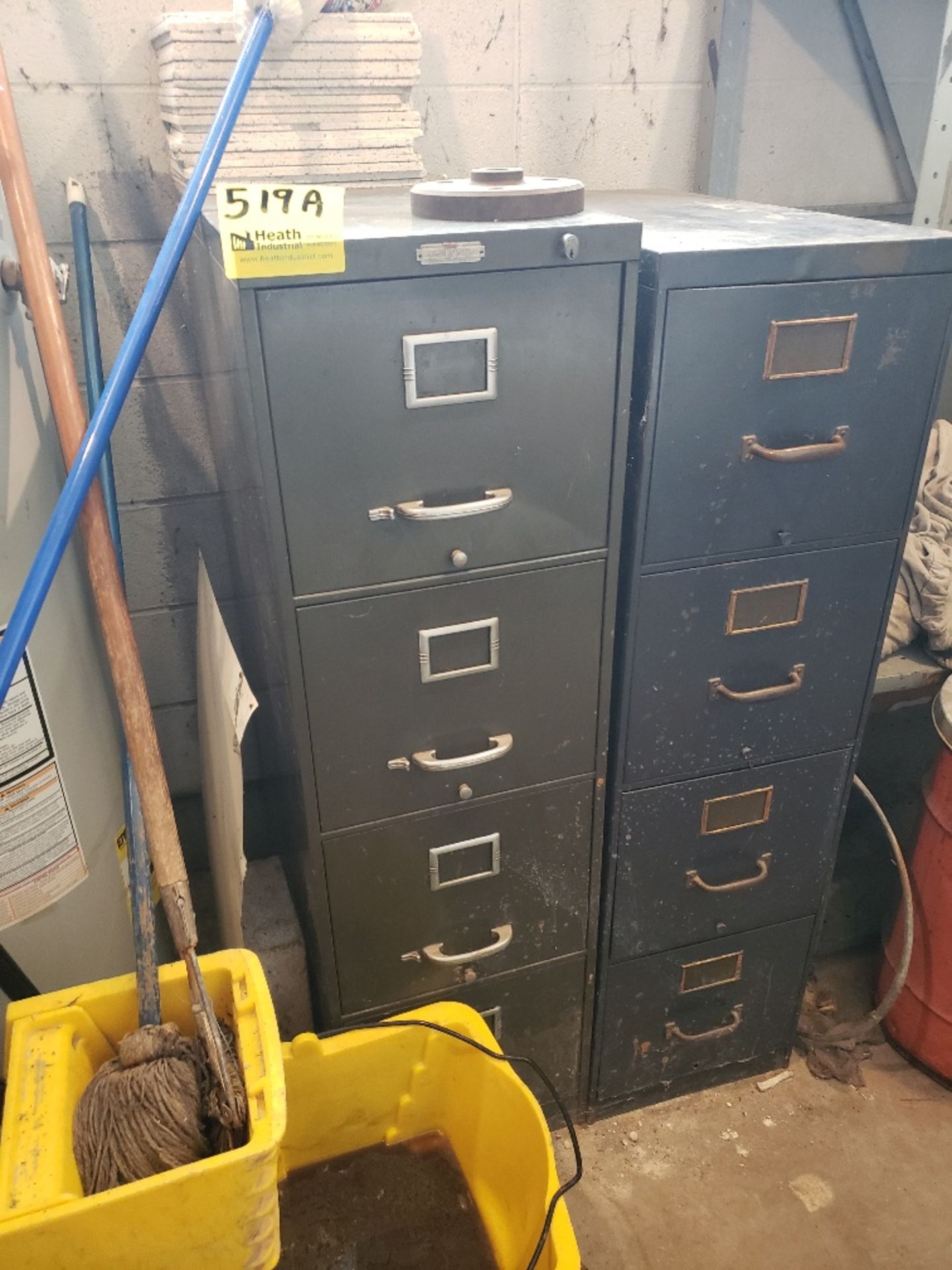 (2) FILE CABINETS, TWO DOOR STORAGE CABINET, SHELVING UNIT