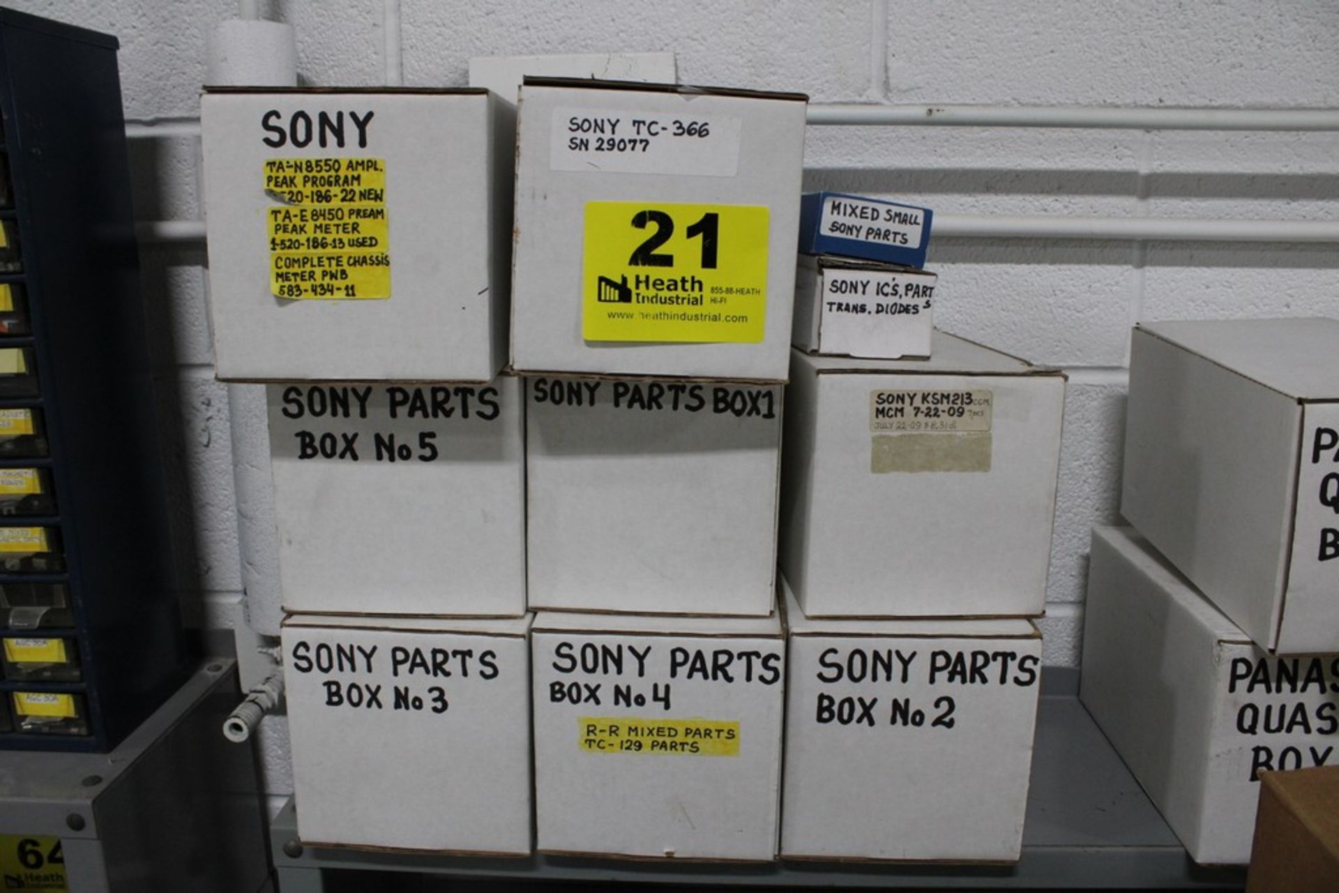 (9) BOXES OF ASSORTED SONY COMPONENT PARTS