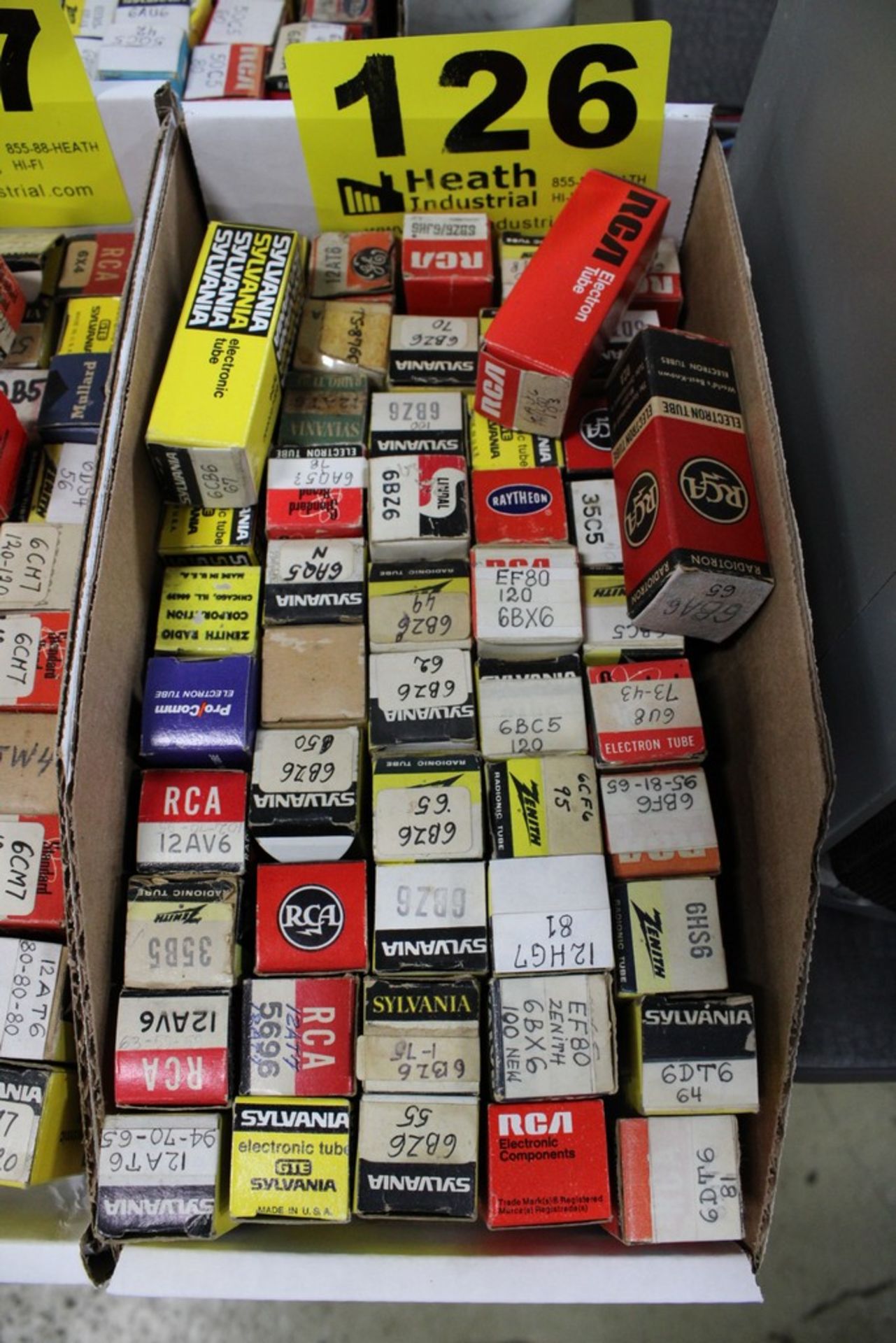 ASSORTED ELECTRONIC TUBES IN BOX (APPROX. 50)