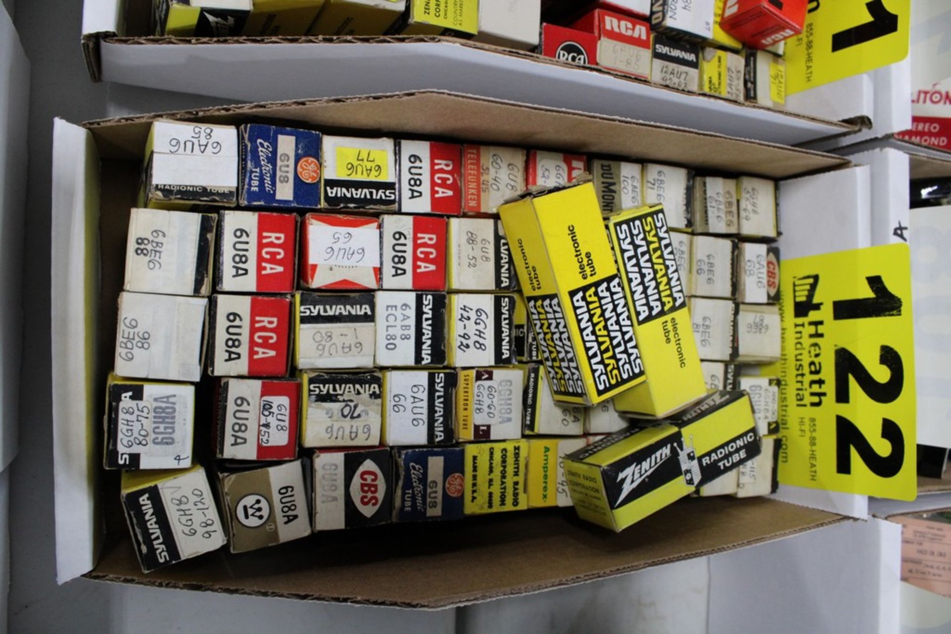 ASSORTED ELECTRONIC TUBES IN BOX (APPROX. 50)