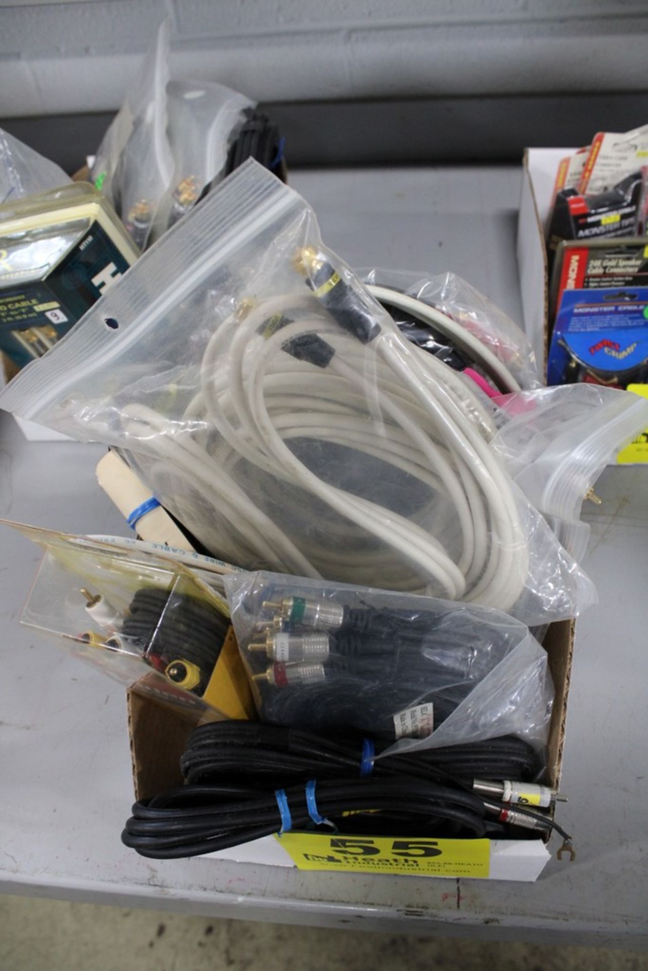 ASSORTED AUDIO/VIDEO CABLES IN BOX