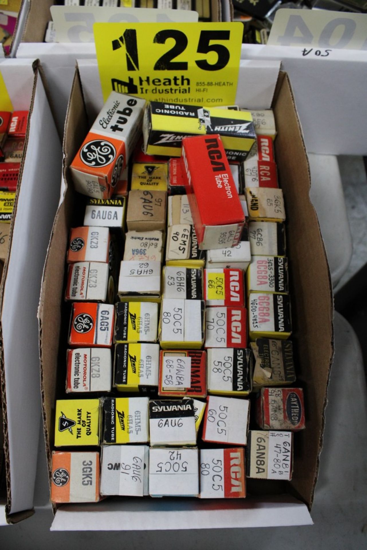 ASSORTED ELECTRONIC TUBES IN BOX (APPROX. 50)