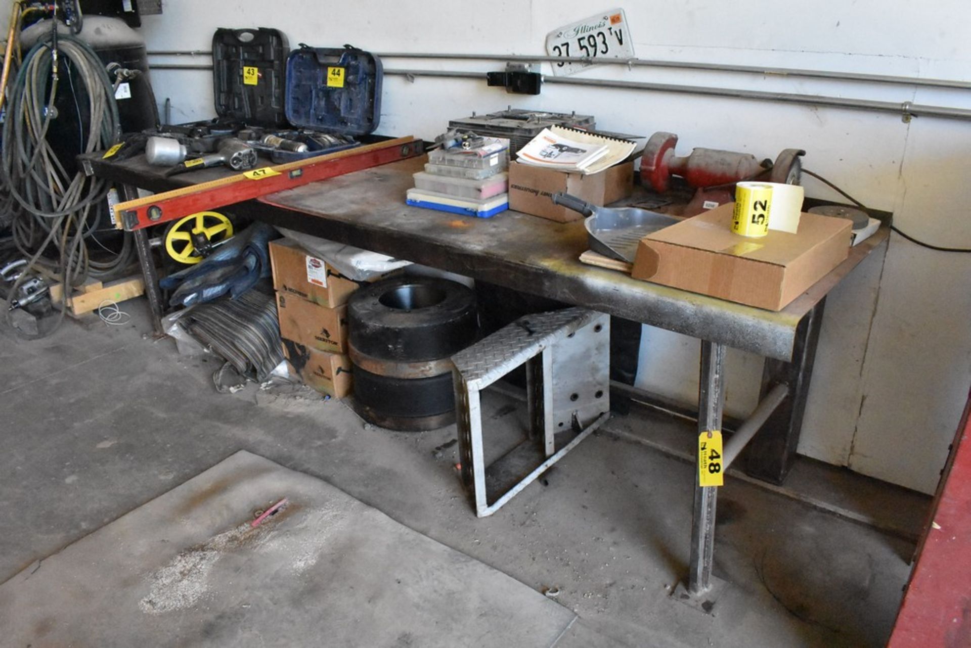 STEEL WELDING TABLE, 9' X 31" X 32"