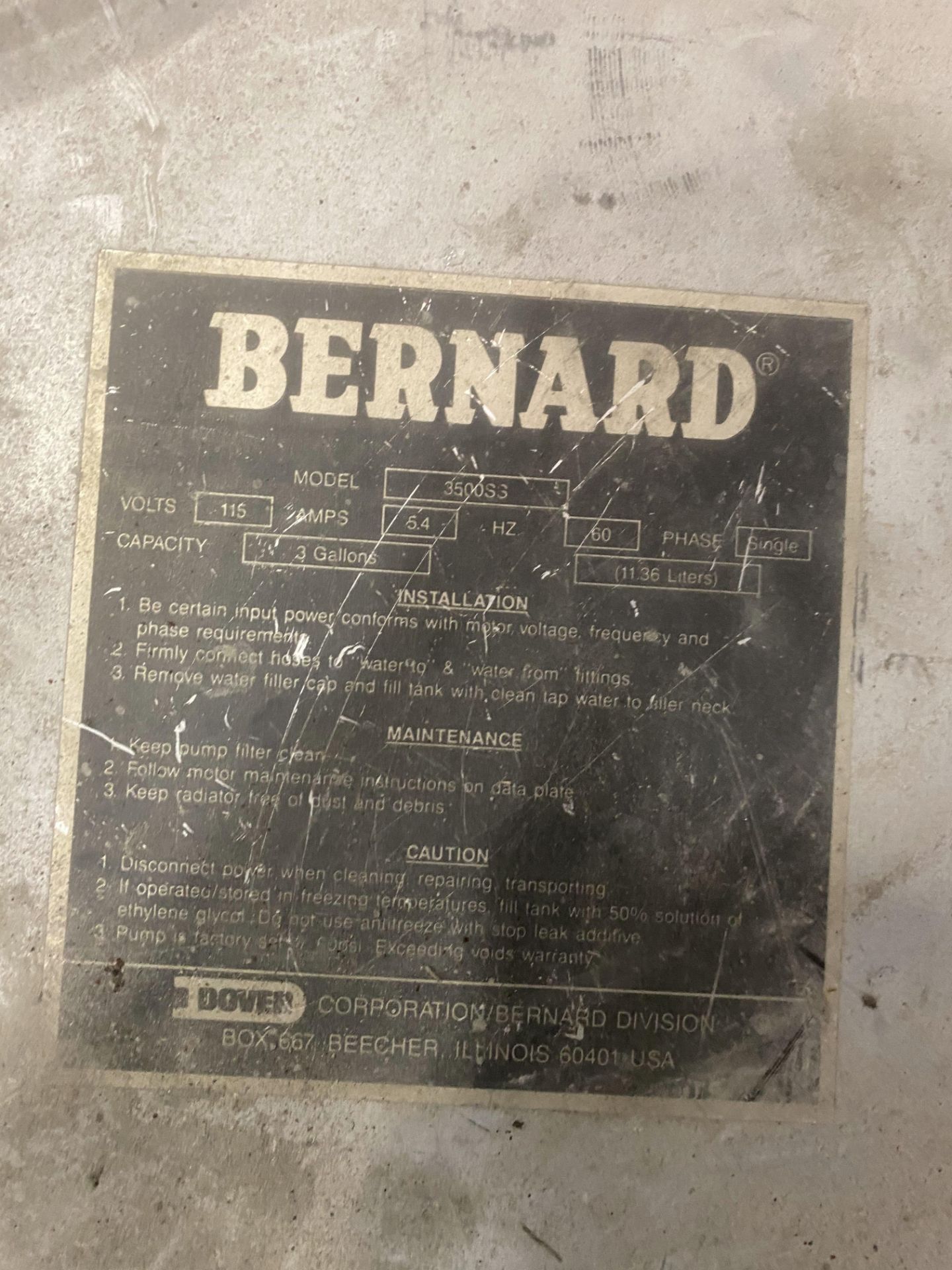 BERNARD MODEL 3500SS COOLER - Image 2 of 2