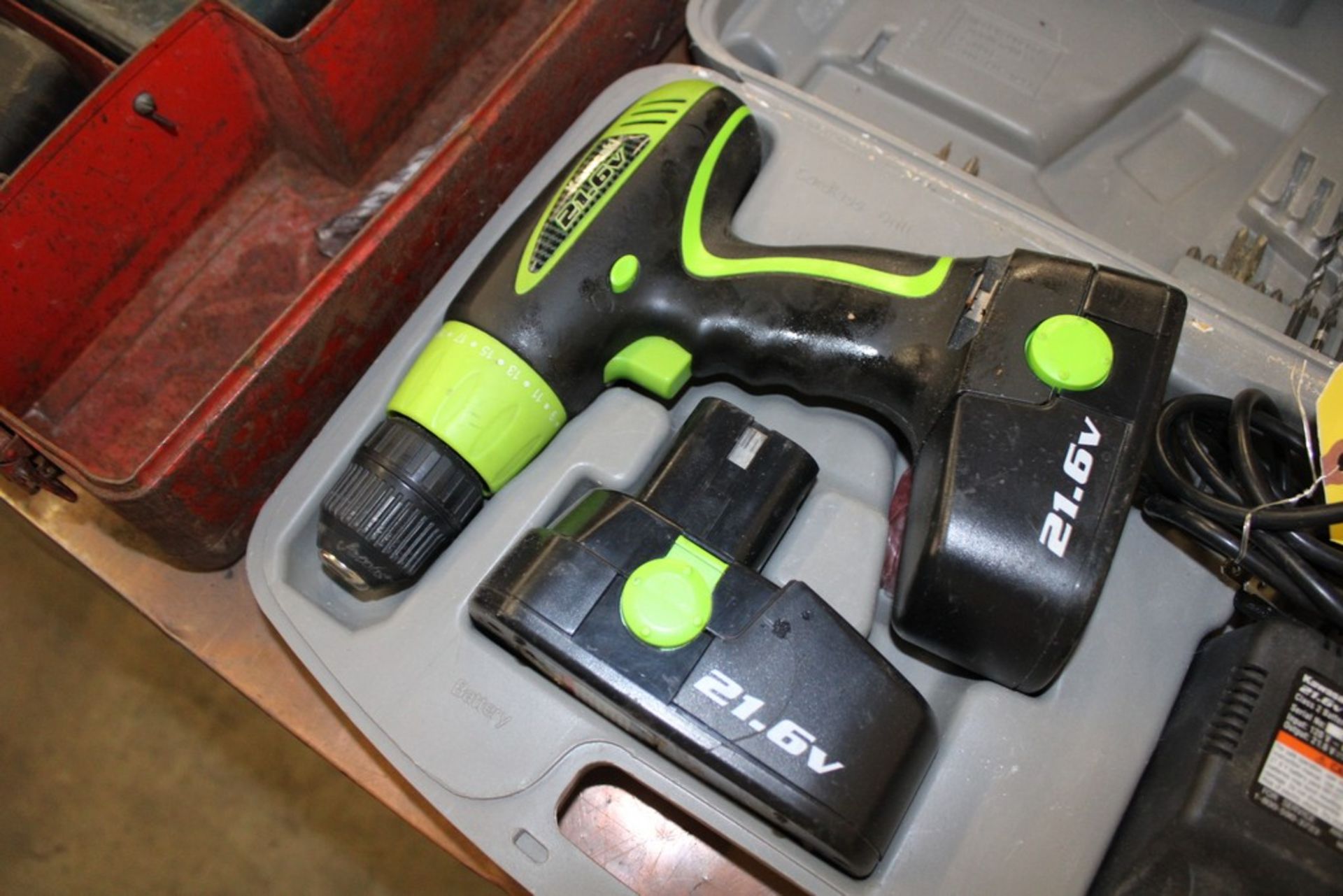 KAWASAKI 21.6V CORDLESS DRILL, (2) BATTERIES, CHARGER AND CASE - Image 2 of 2