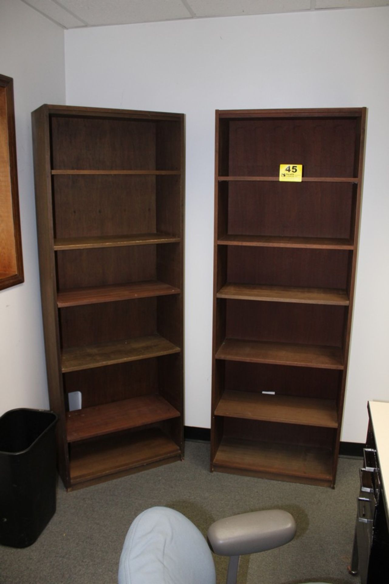 (2) WOOD BOOKCASES, 27" X 12" X 76"