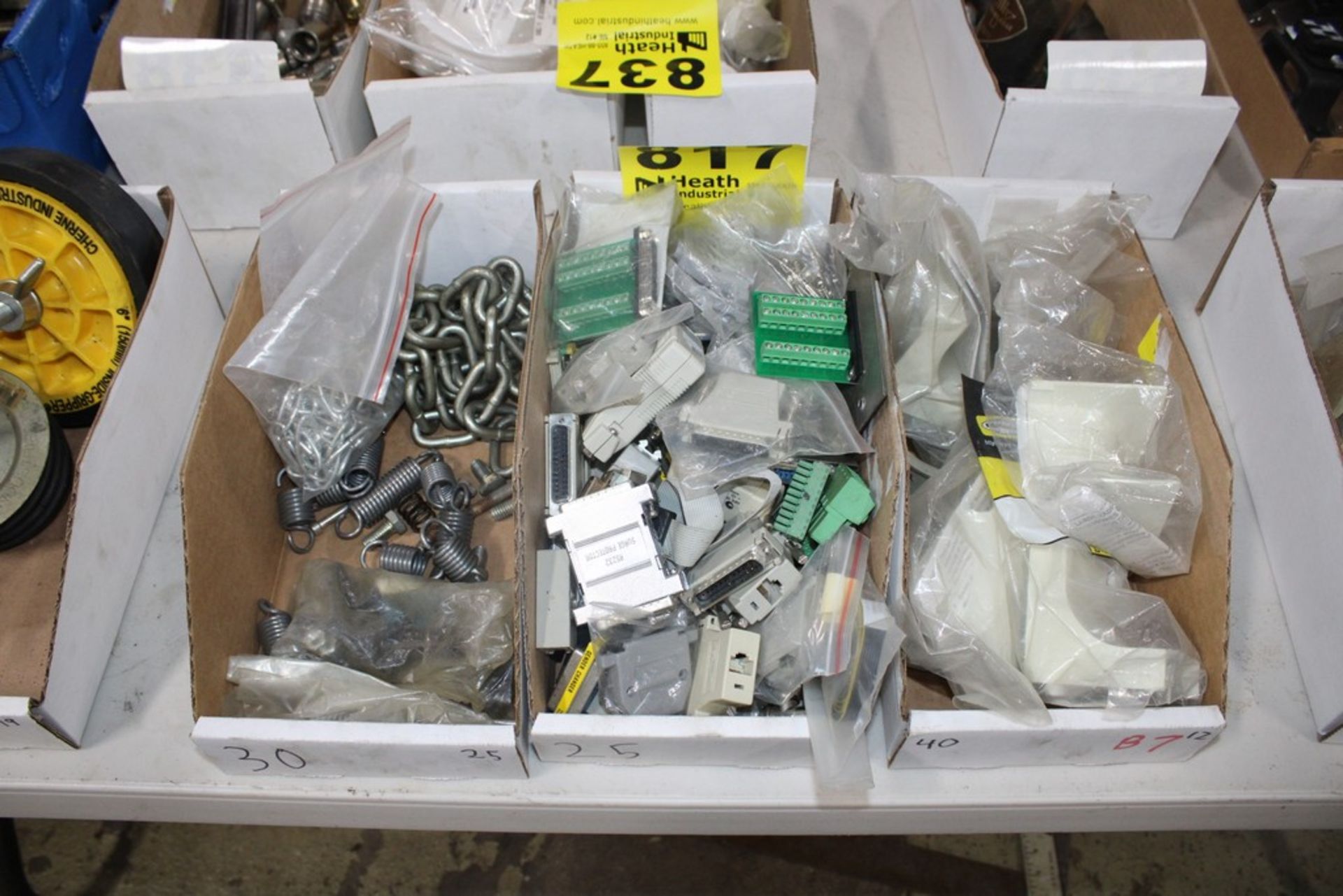 ASSORTED HARDWARE, PLASTIC COVERS, MISC