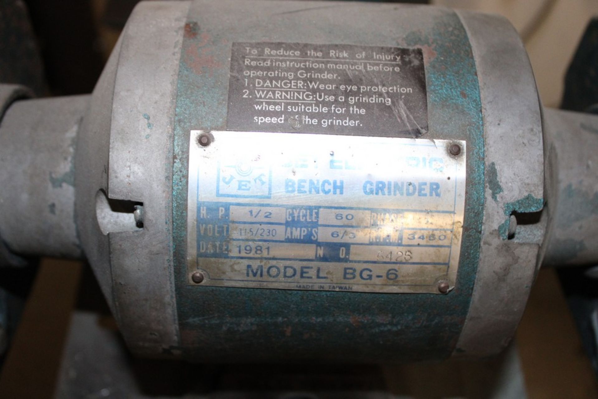 JET MODEL BG-6 1/2 HP DOUBLE END PEDESTAL GRINDER - Image 2 of 2