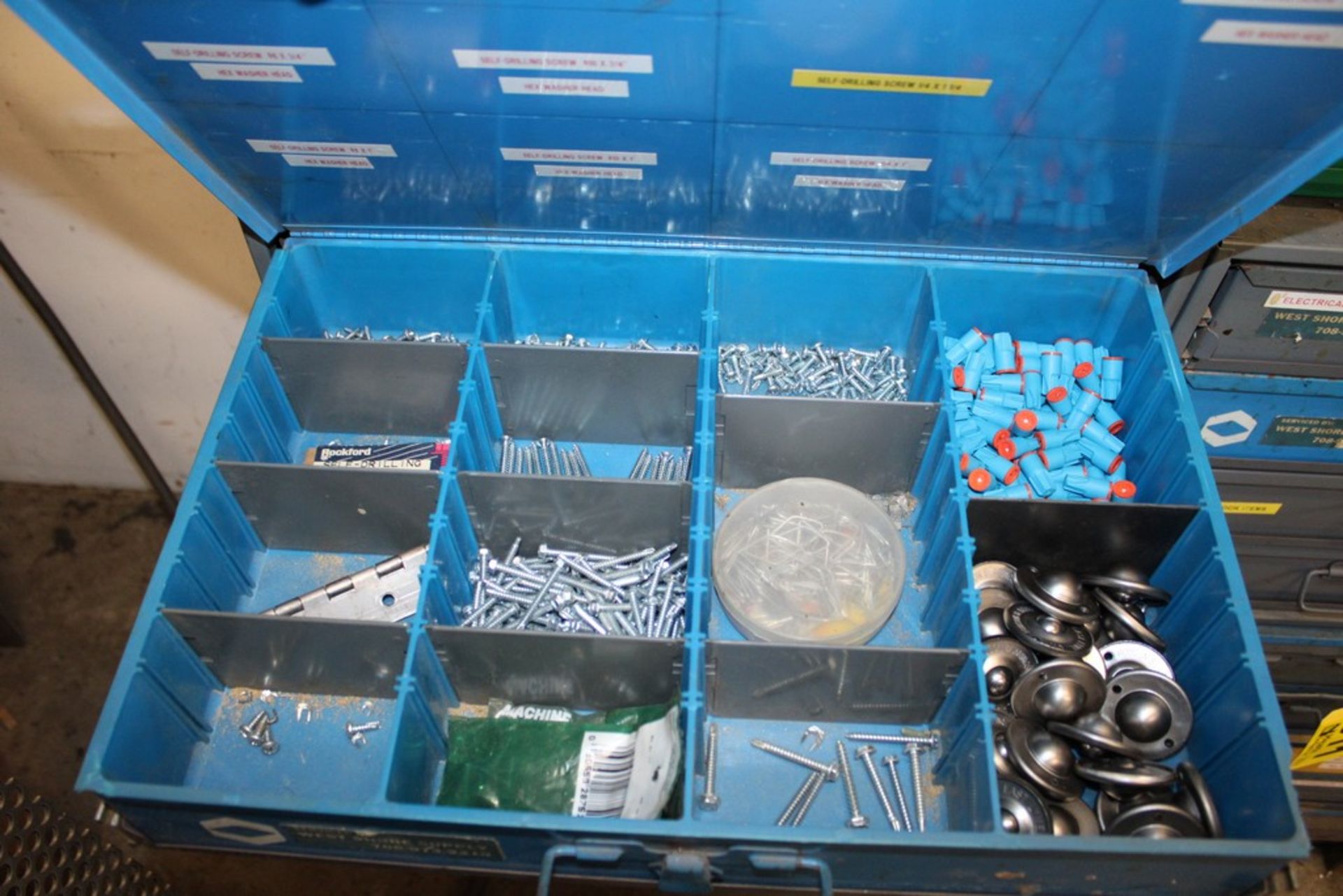 FOUR DRAWER PARTS CABINET WITH SCREWS, NUTS, WASHERS, ETC. - Image 2 of 5