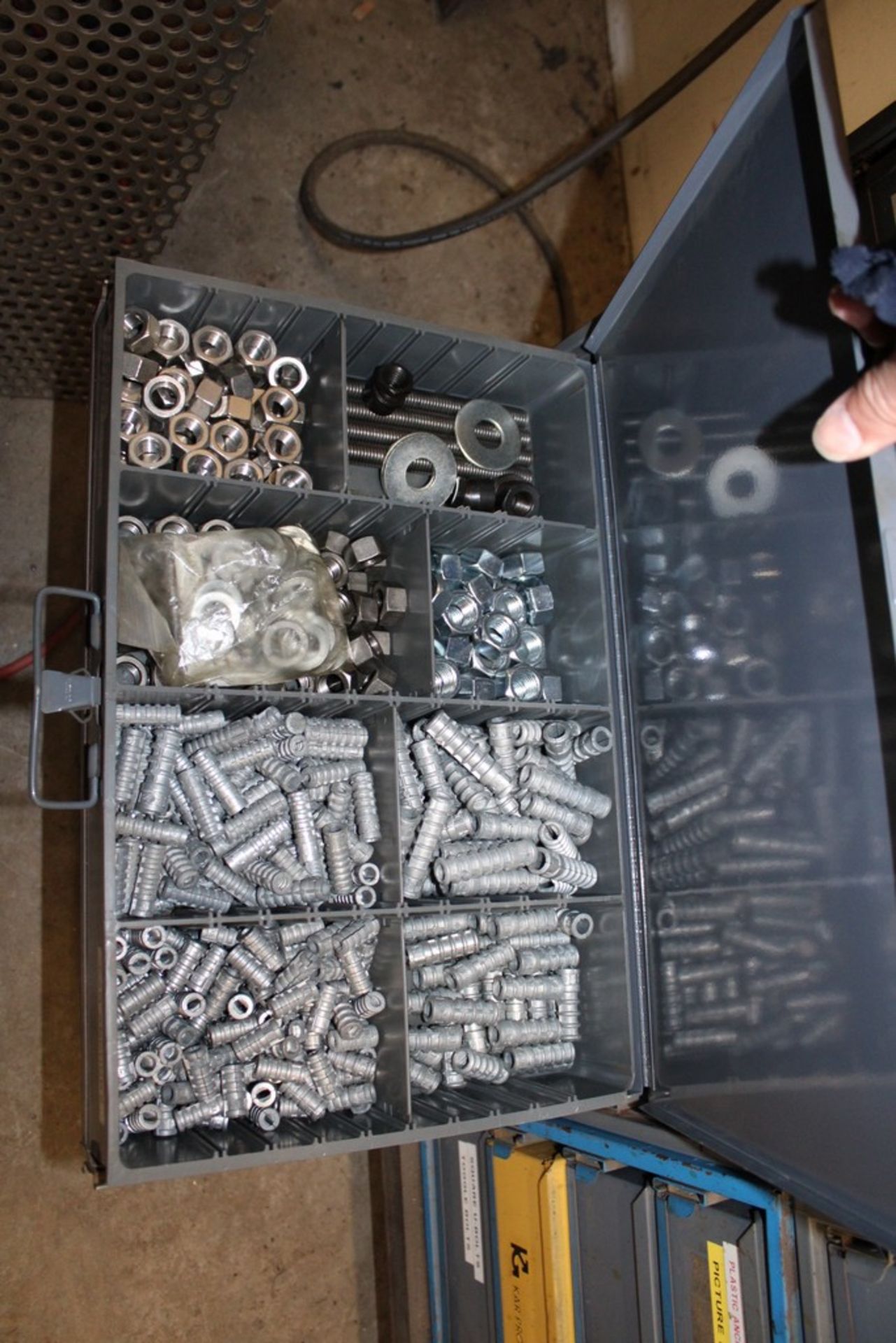 FOUR DRAWER PARTS CABINET WITH NAILS, ANCHORS, BOLTS, ETC. - Image 3 of 4